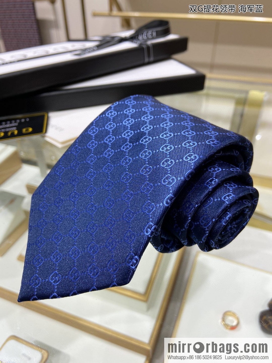 GUCCI Gucci 100% Top Jacquard Silk Double G Jacquard Tie