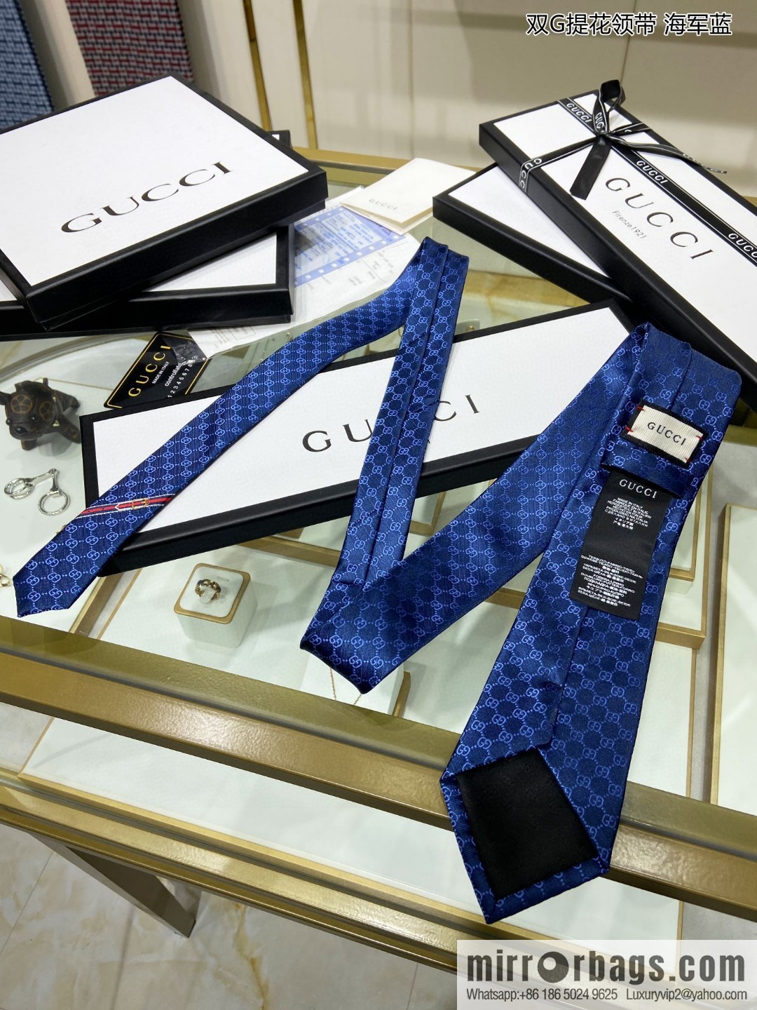 GUCCI Gucci 100% Top Jacquard Silk Double G Jacquard Tie