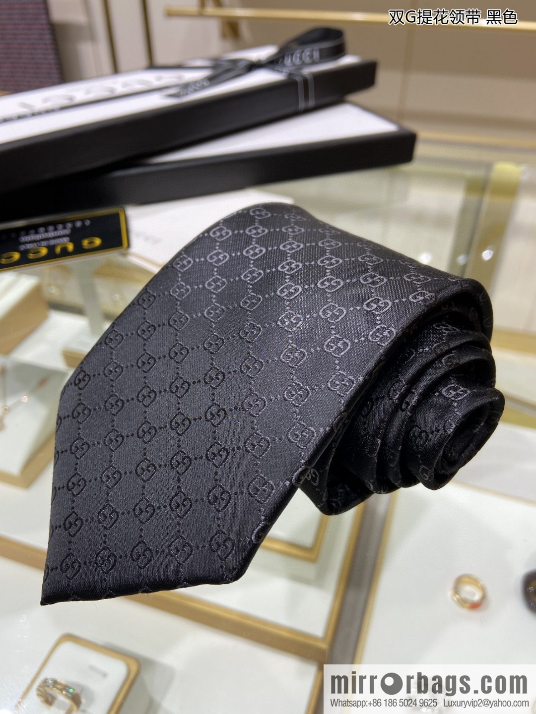 GUCCI Gucci 100% Top Jacquard Silk Double G Jacquard Tie