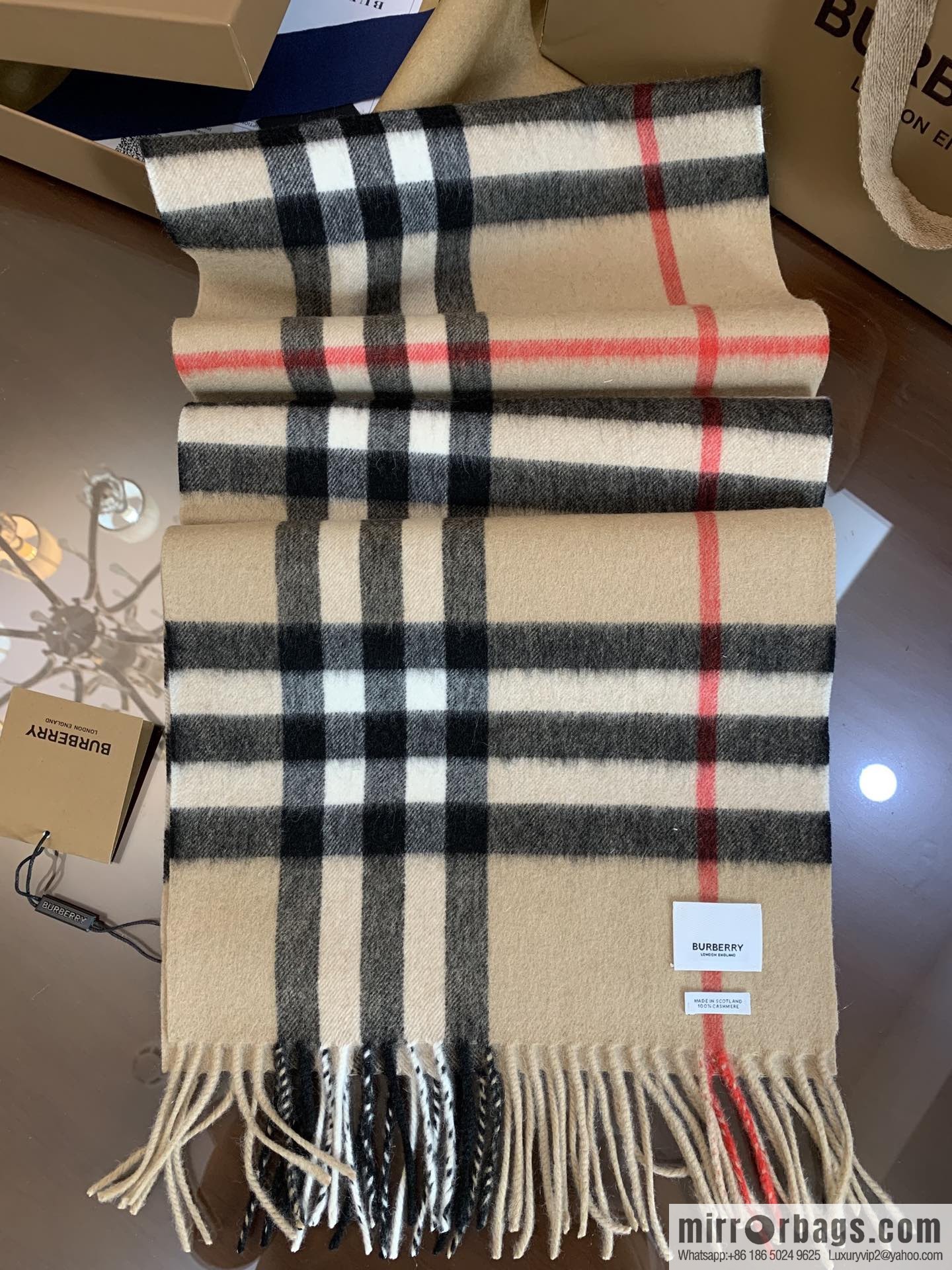 Burberry Classic Plaid 100% Cashmere Scarf