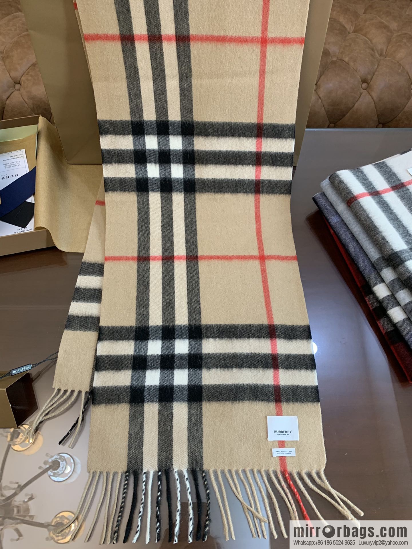 Burberry Classic Plaid 100% Cashmere Scarf