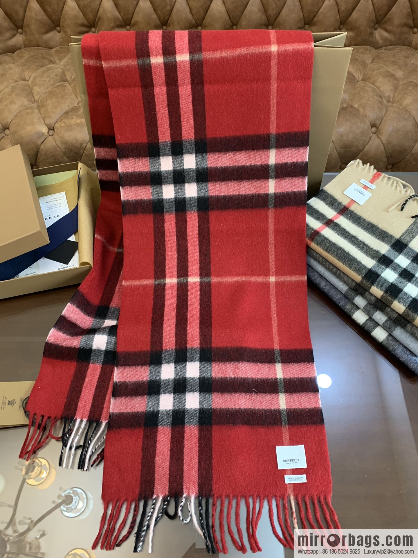 Burberry Classic Plaid 100% Cashmere Scarf