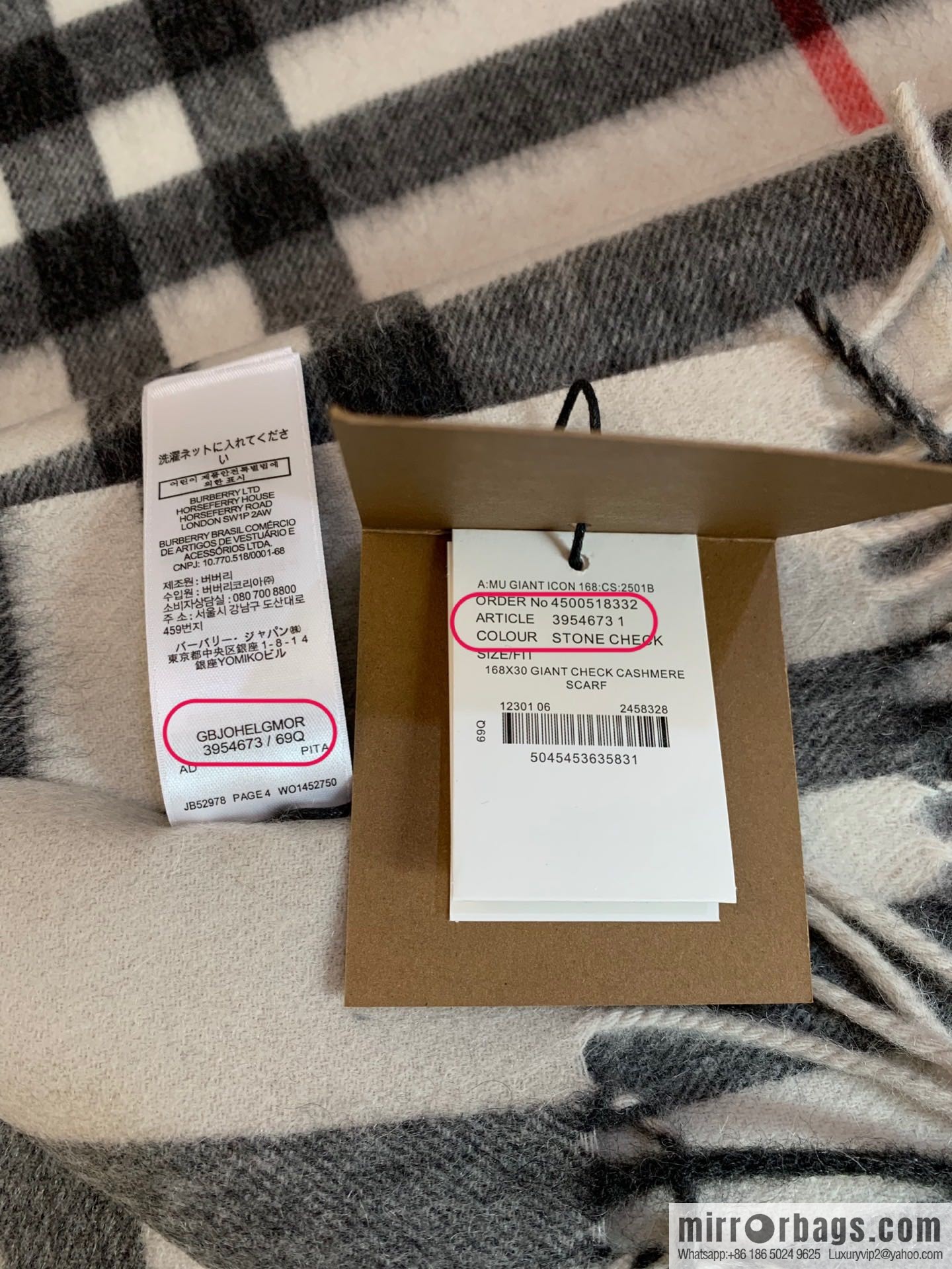 Burberry Classic Plaid 100% Cashmere Scarf