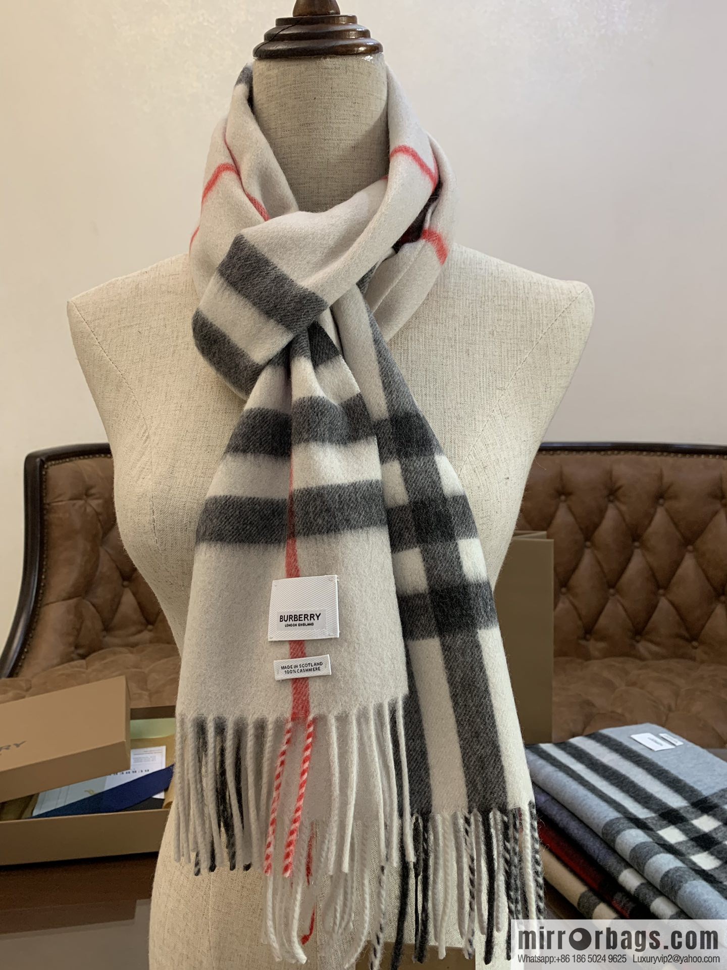 Burberry Classic Plaid 100% Cashmere Scarf