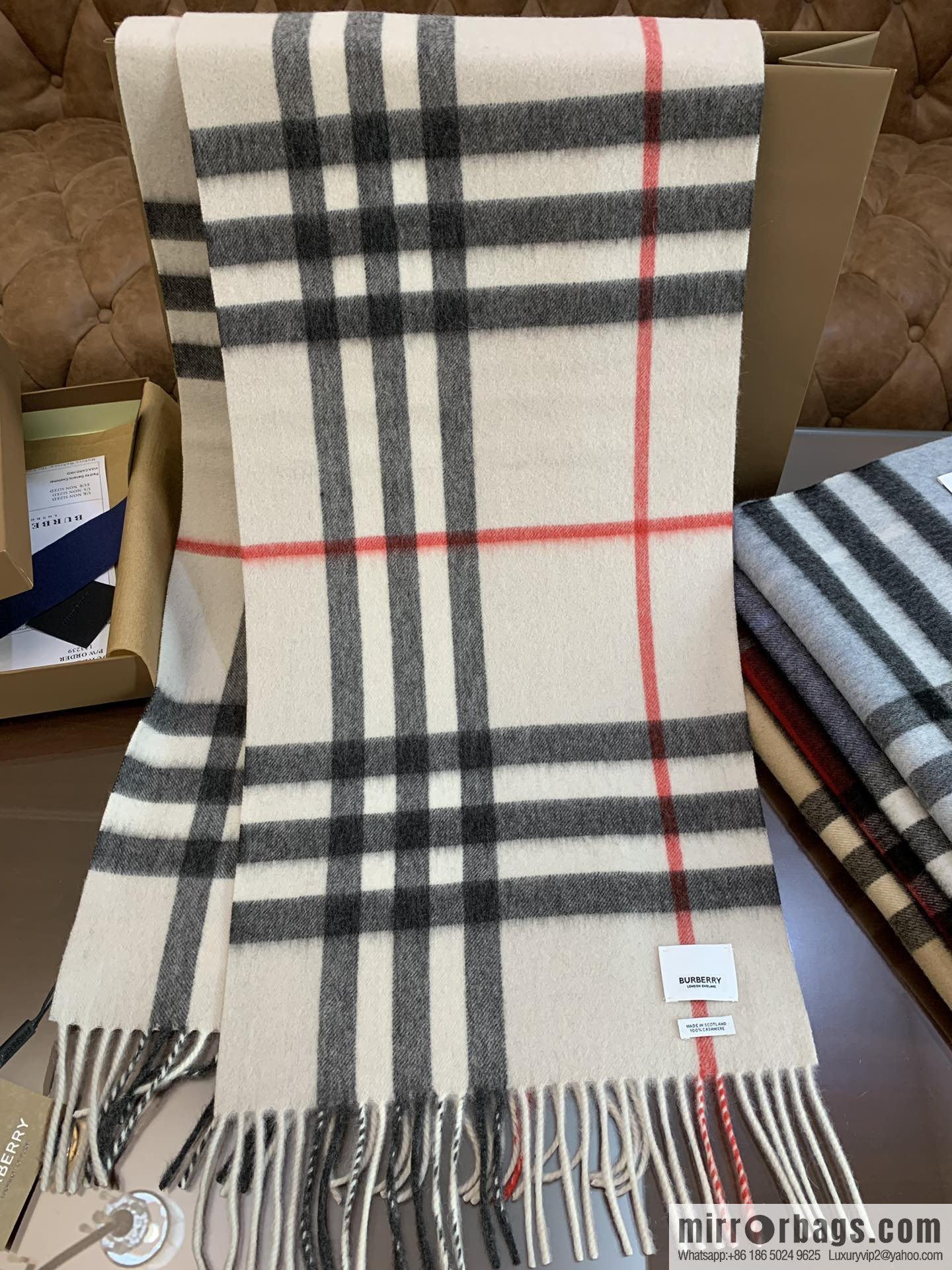 Burberry Classic Plaid 100% Cashmere Scarf
