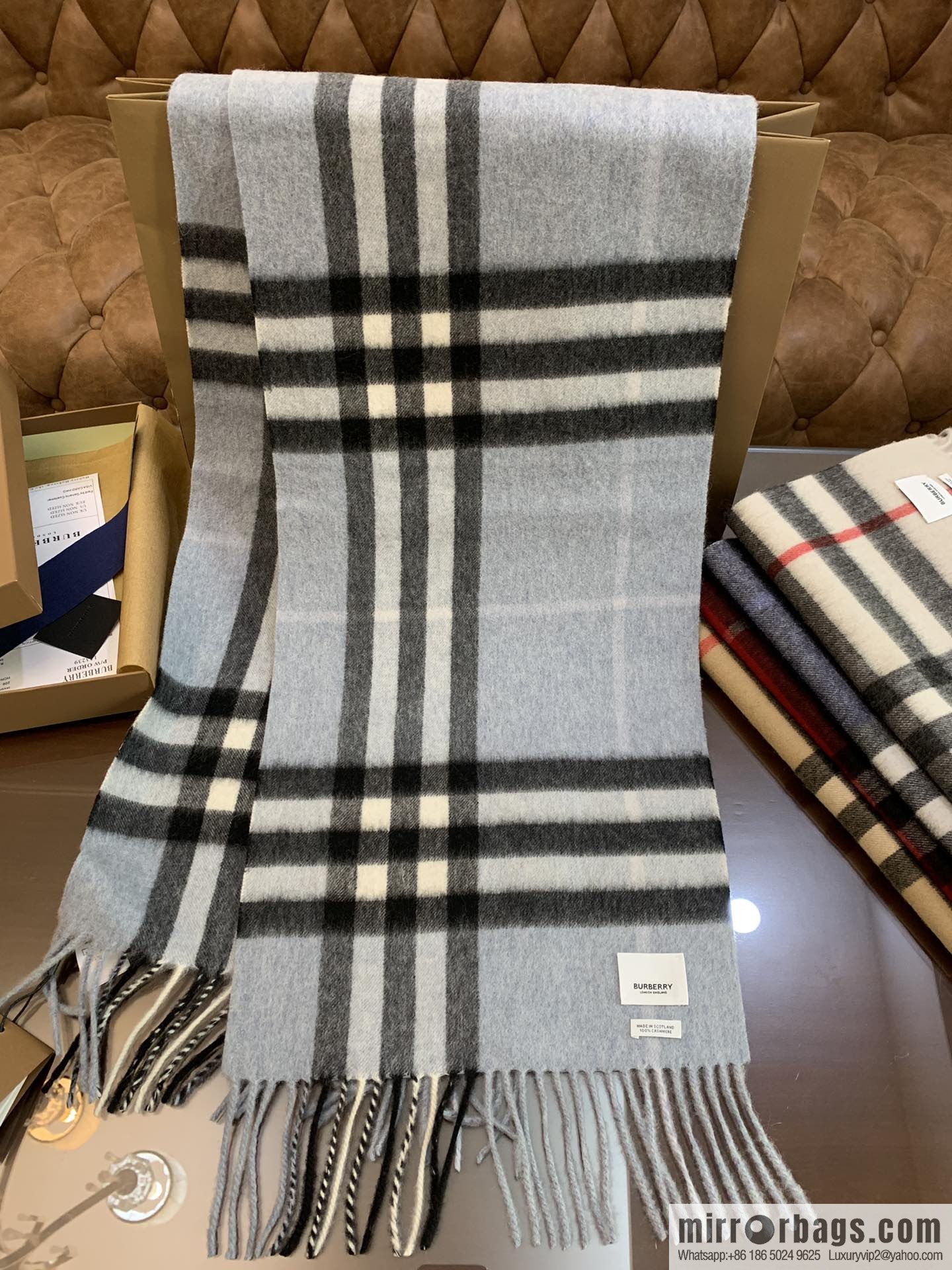 Burberry Classic Plaid 100% Cashmere Scarf