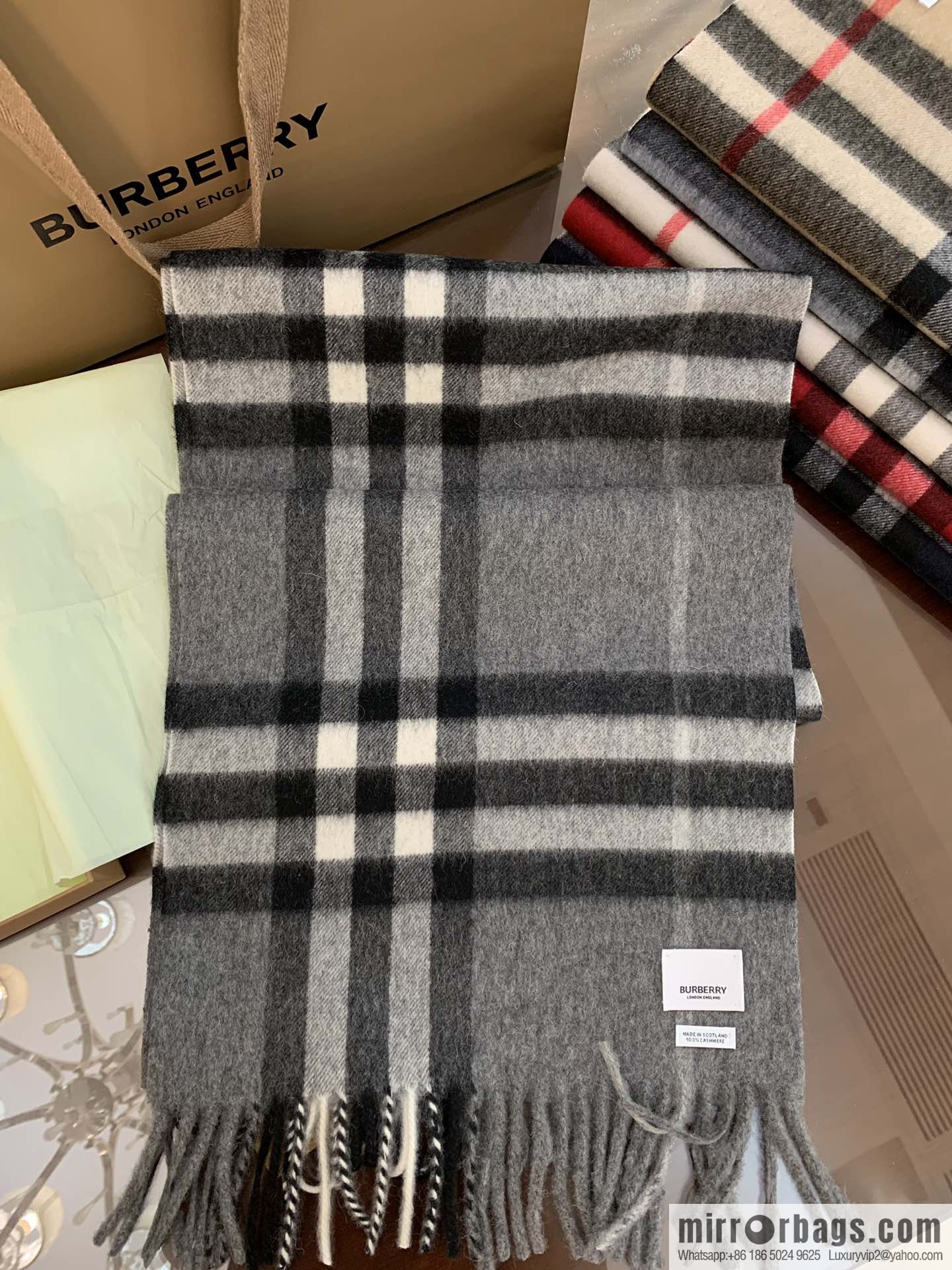 Burberry Classic Plaid 100% Cashmere Scarf