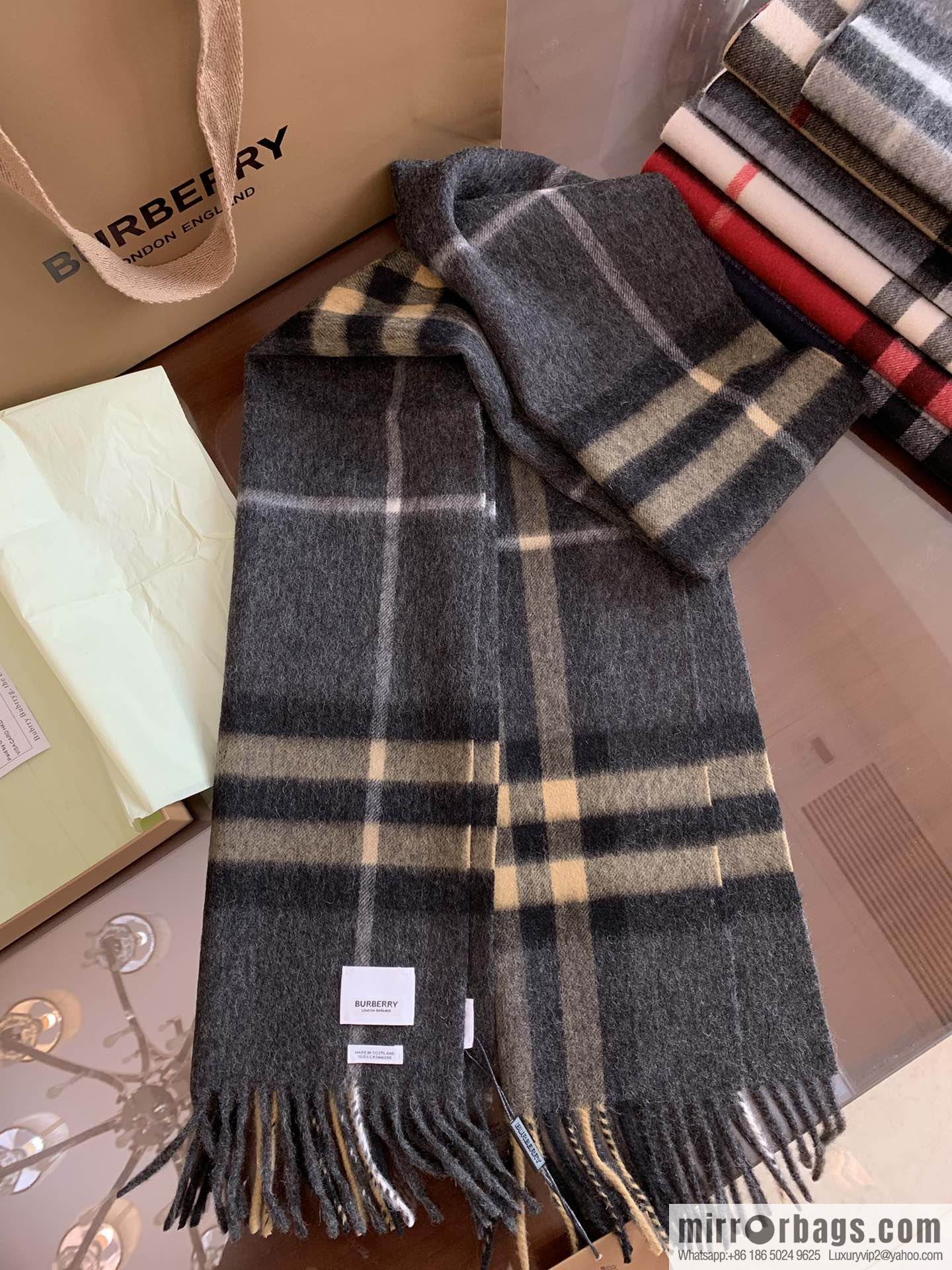 Burberry Classic Plaid 100% Cashmere Scarf
