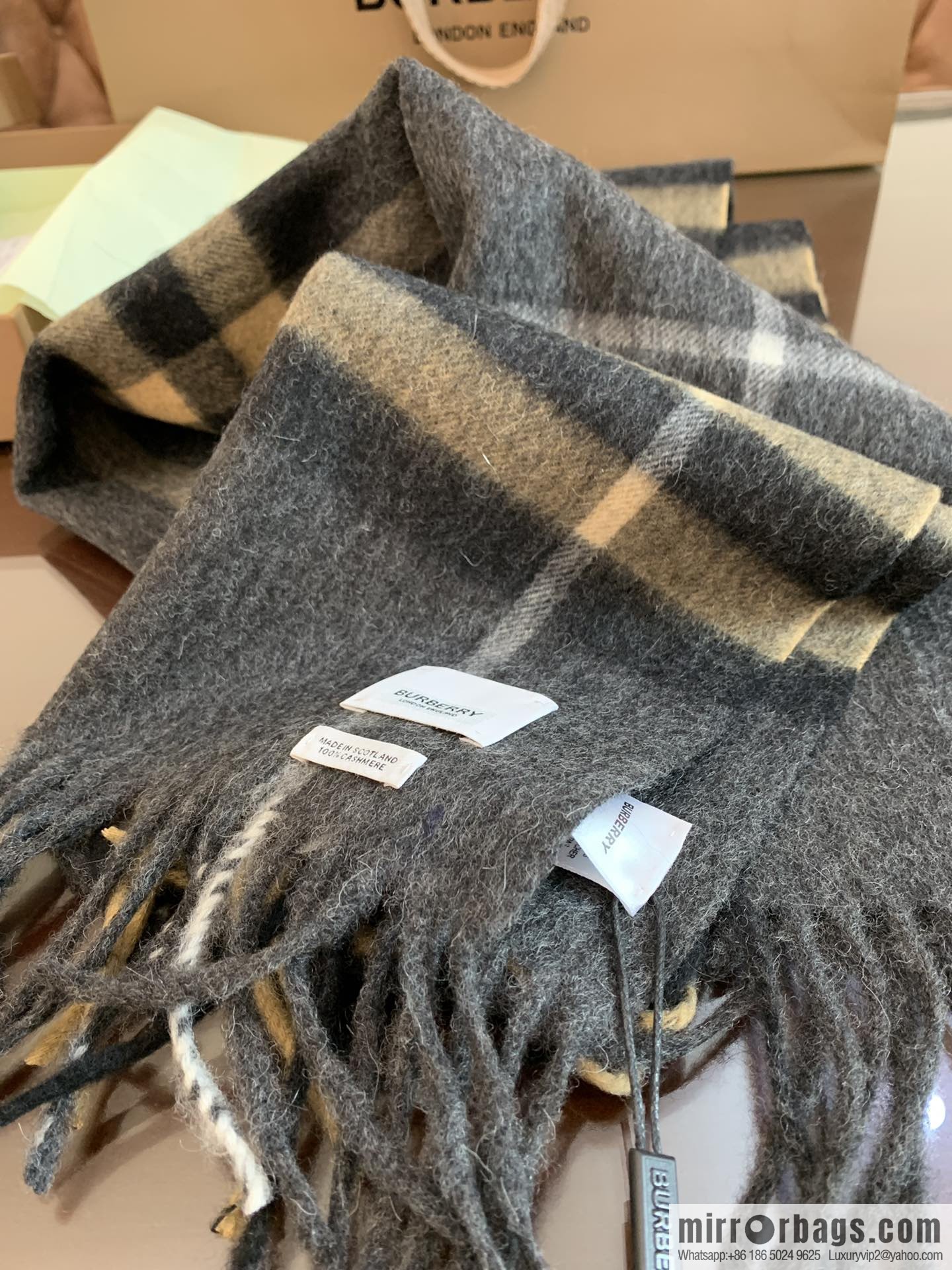 Burberry Classic Plaid 100% Cashmere Scarf