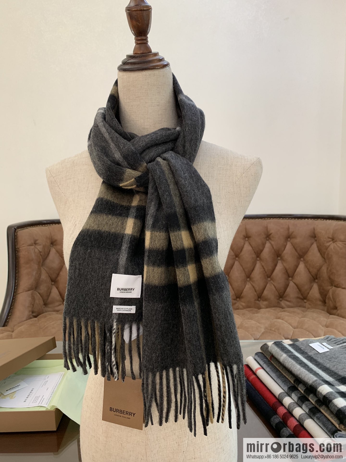 Burberry Classic Plaid 100% Cashmere Scarf