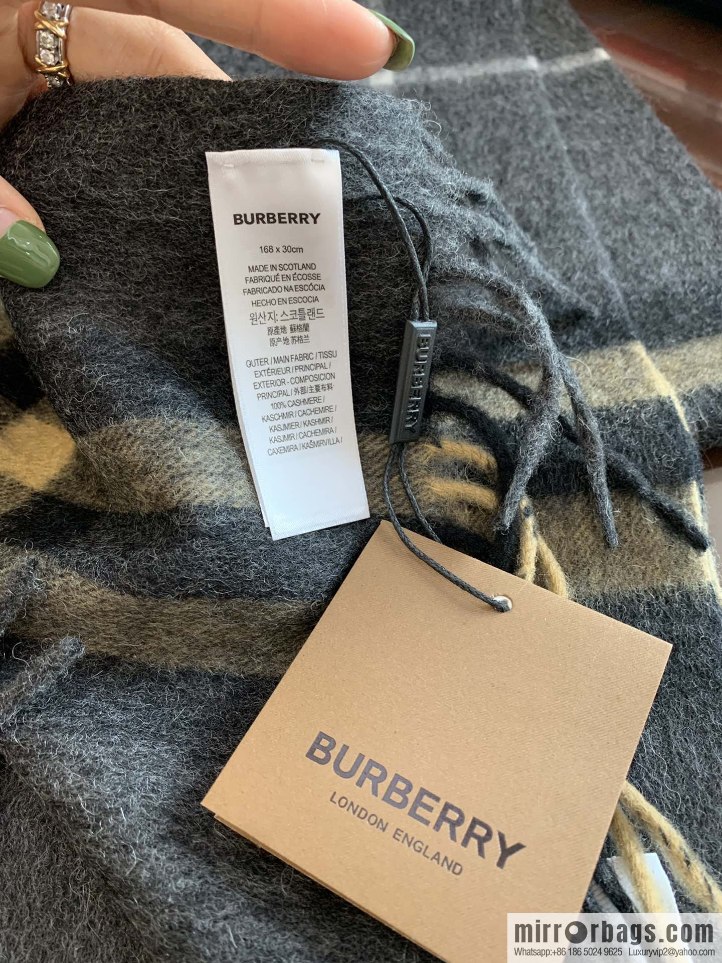 Burberry Classic Plaid 100% Cashmere Scarf