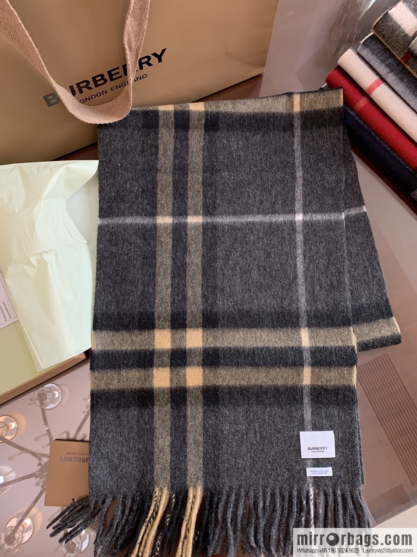 Burberry Classic Plaid 100% Cashmere Scarf