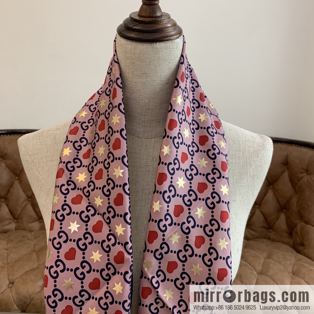 GUCCI Gucci heart-shaped pattern double G letter interwoven 100% silk scarf