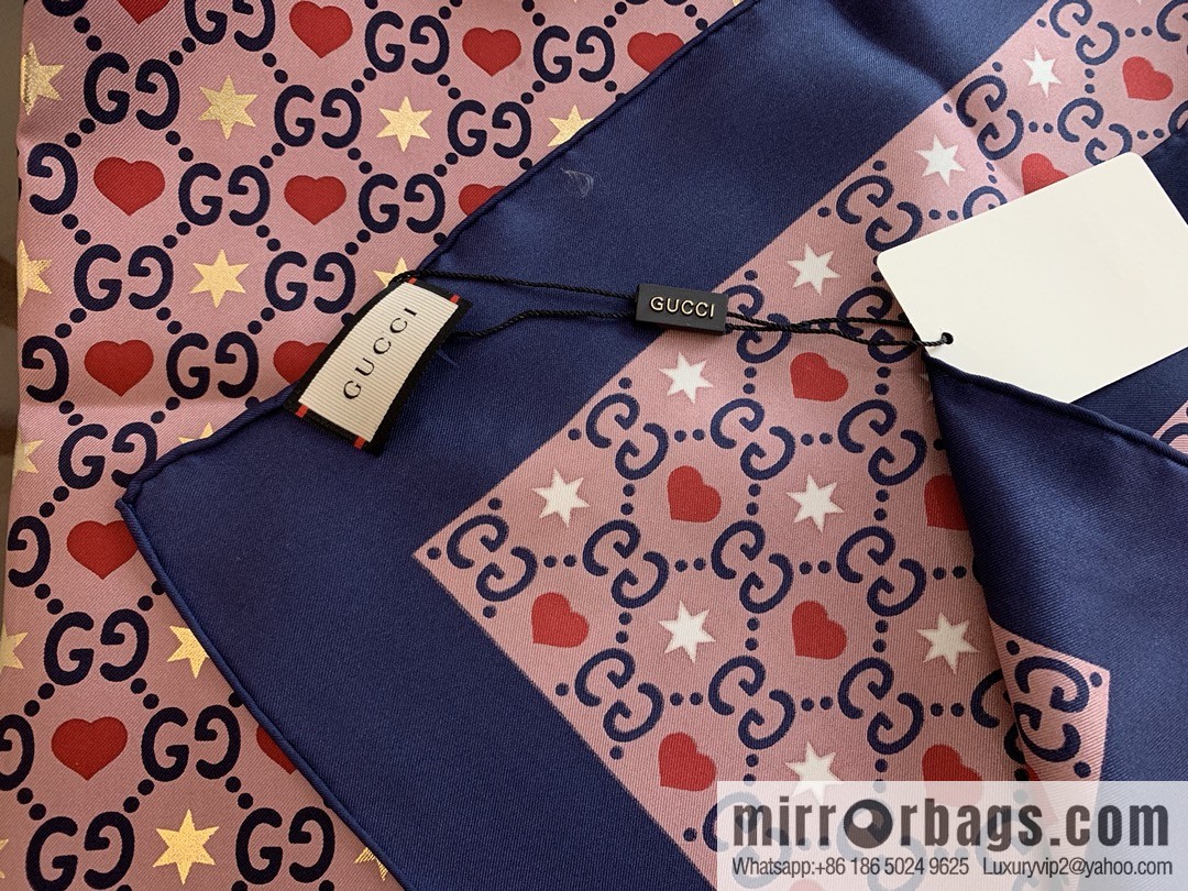 GUCCI Gucci heart-shaped pattern double G letter interwoven 100% silk scarf
