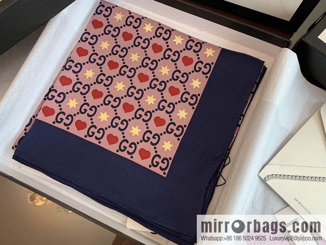 GUCCI Gucci heart-shaped pattern double G letter interwoven 100% silk scarf