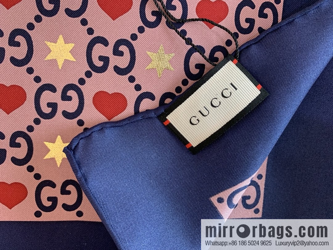 GUCCI Gucci heart-shaped pattern double G letter interwoven 100% silk scarf