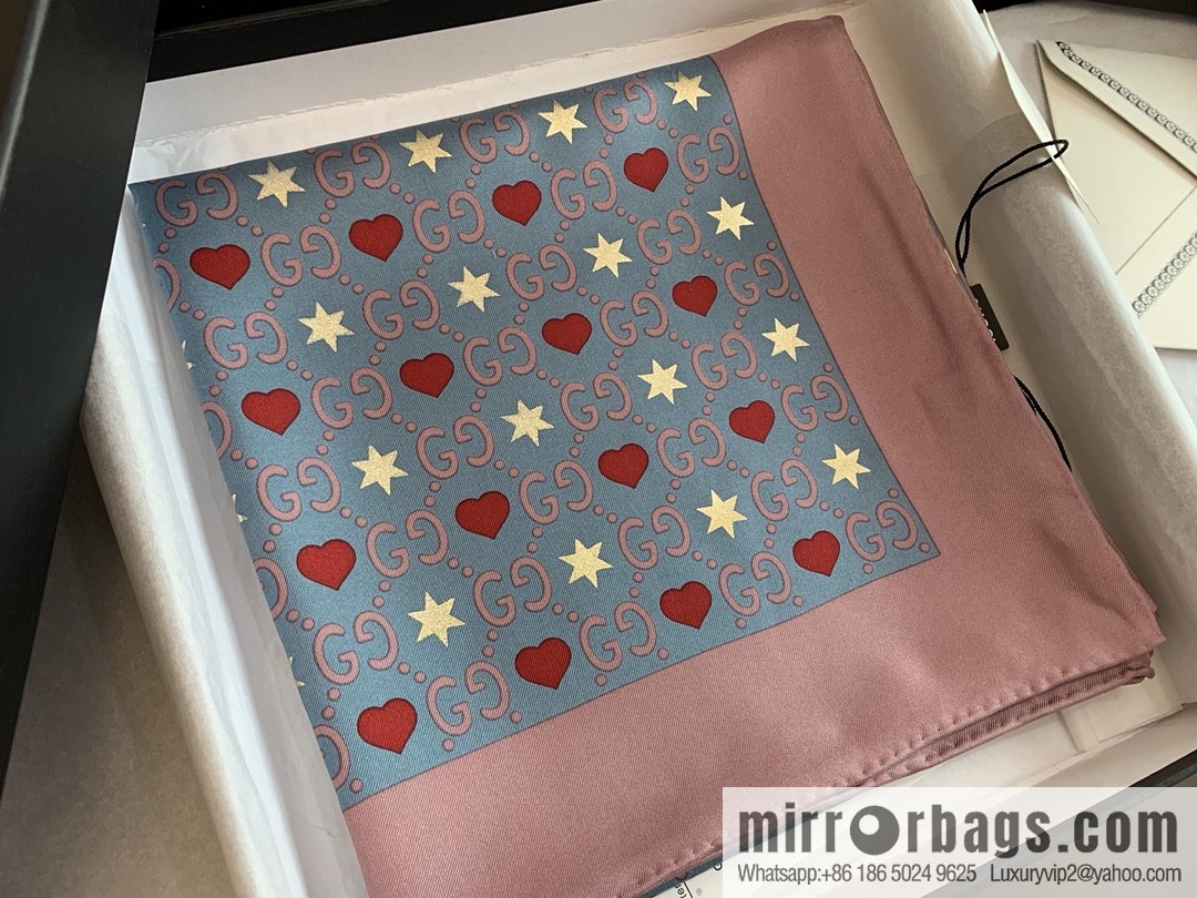GUCCI Gucci heart-shaped pattern double G letter interwoven 100% silk scarf