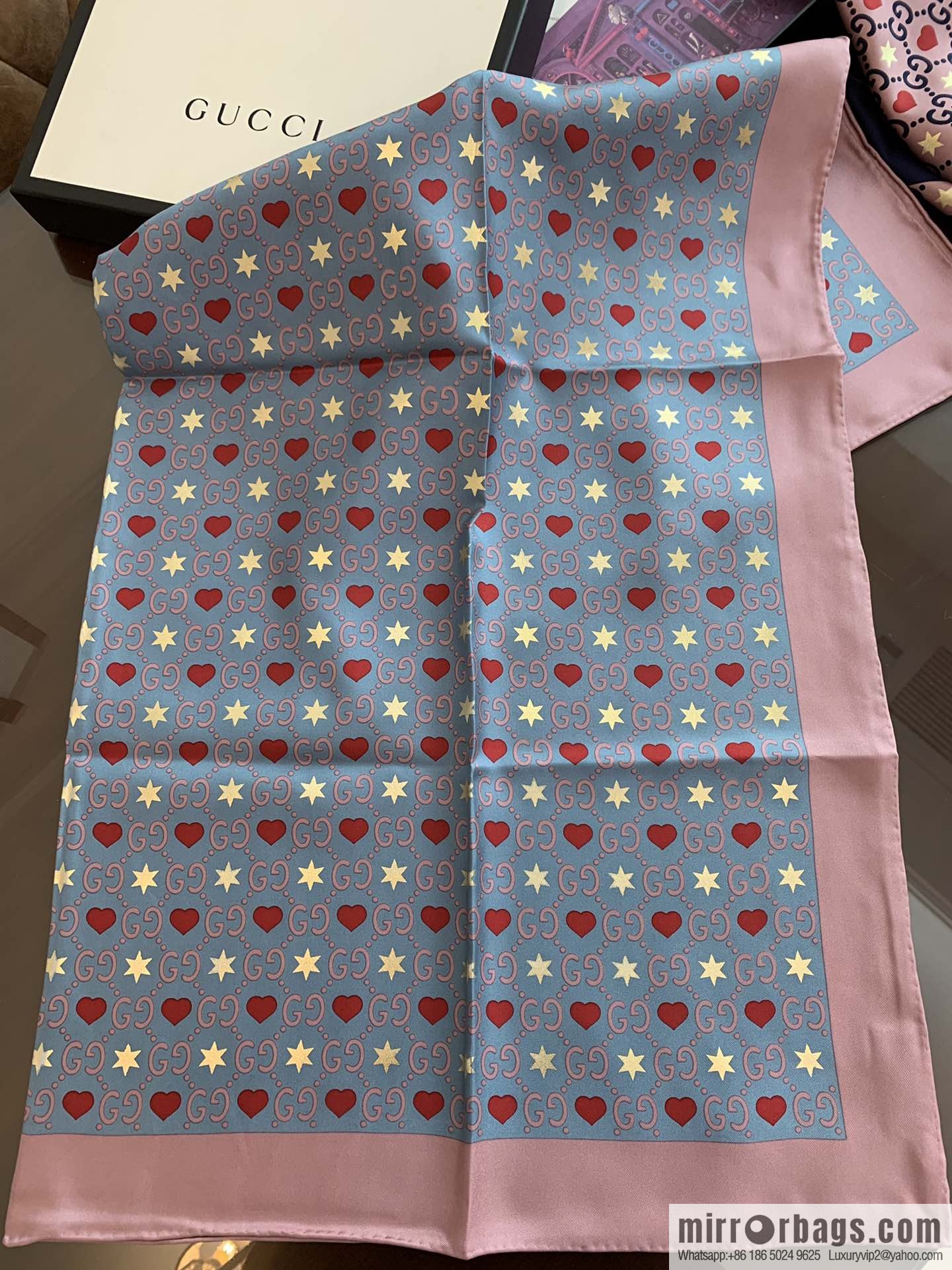 GUCCI Gucci heart-shaped pattern double G letter interwoven 100% silk scarf