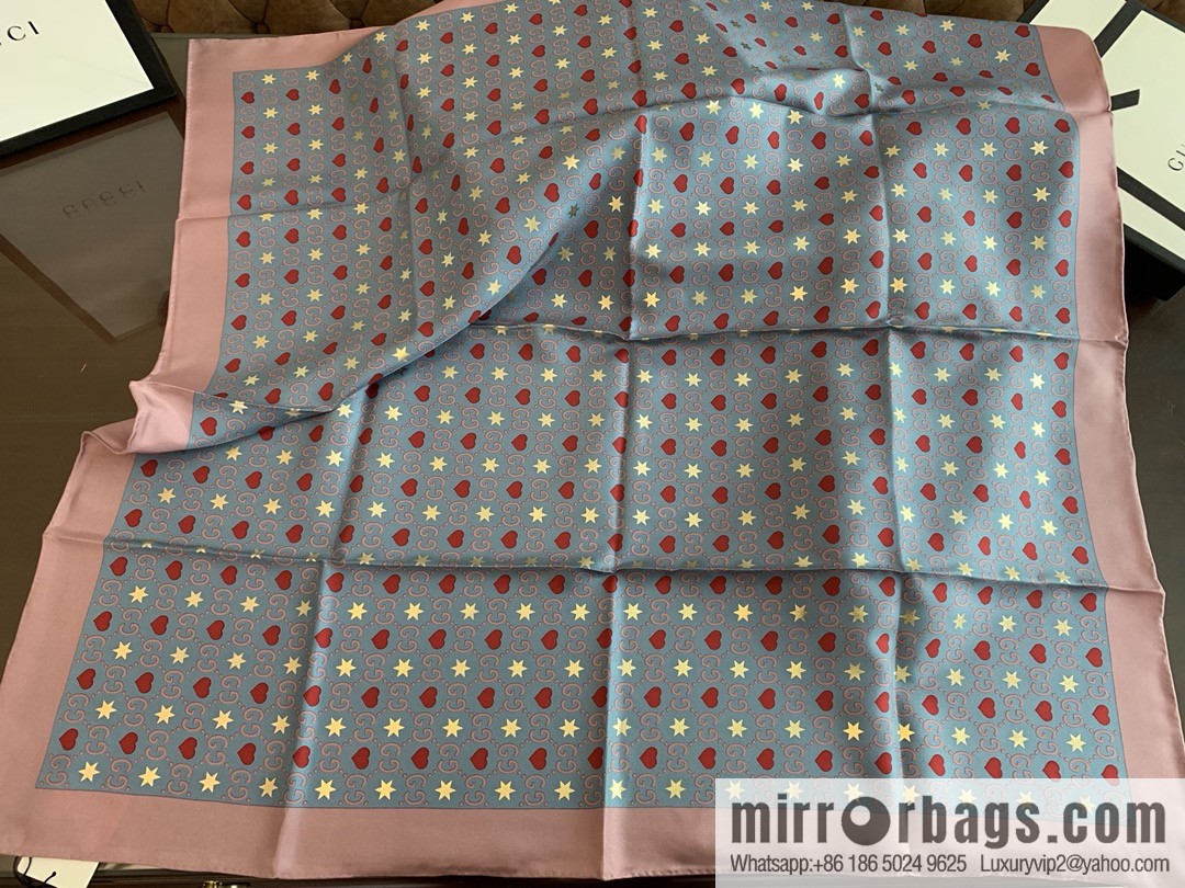 GUCCI Gucci heart-shaped pattern double G letter interwoven 100% silk scarf