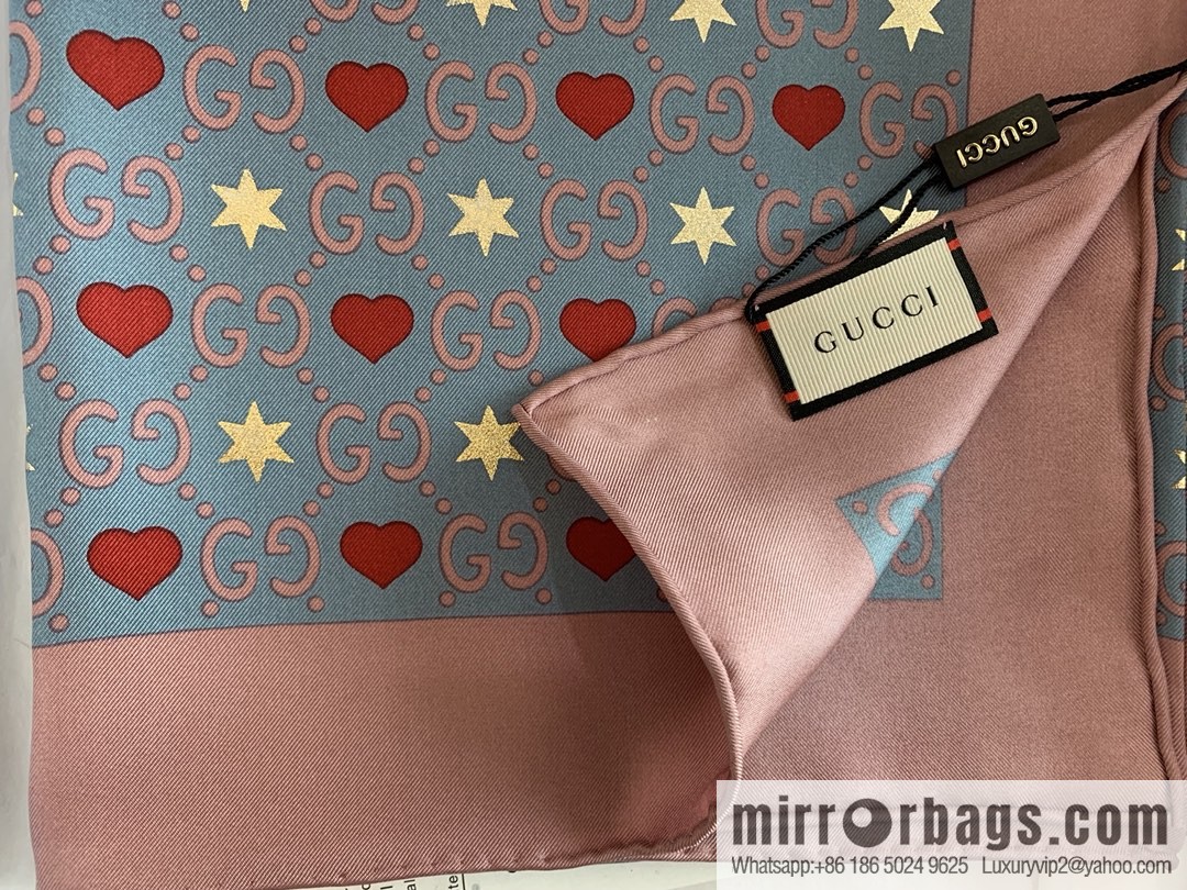 GUCCI Gucci heart-shaped pattern double G letter interwoven 100% silk scarf