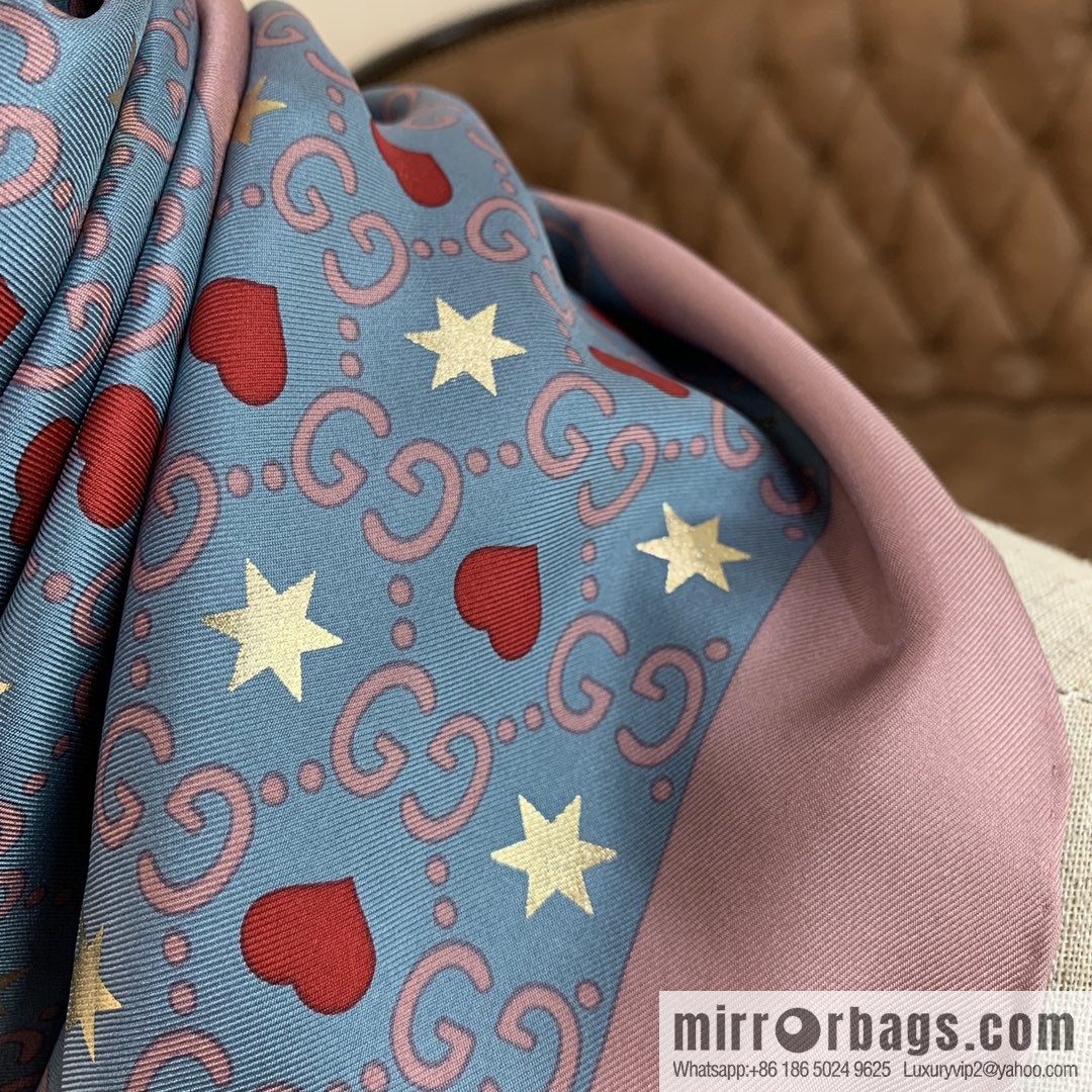 GUCCI Gucci heart-shaped pattern double G letter interwoven 100% silk scarf