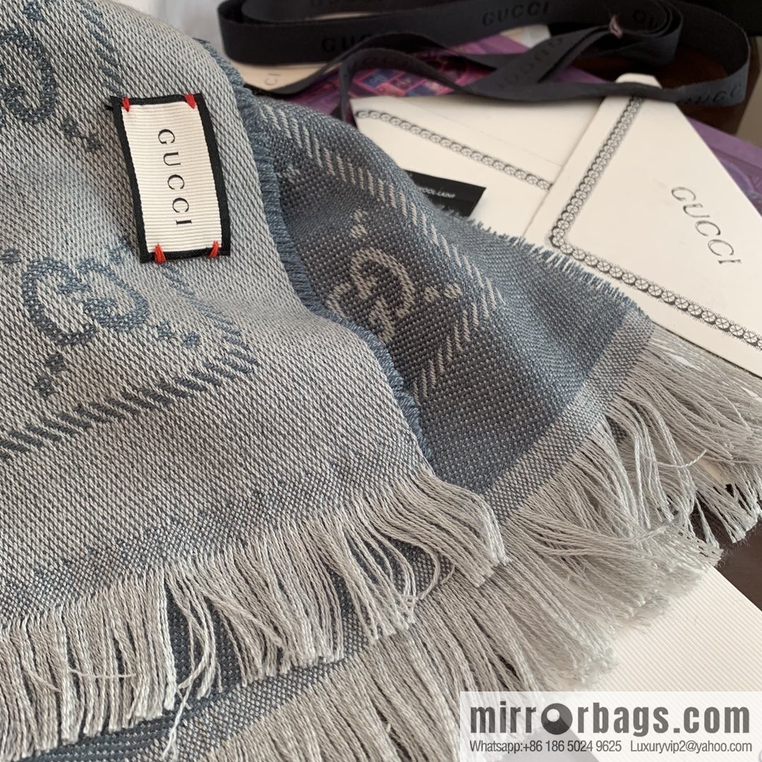 GUCCI Gucci GG jacquard fringed double-sided jacquard wool scarf