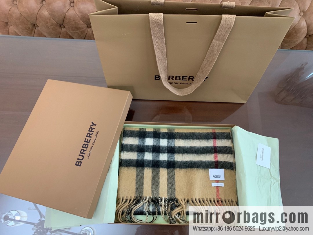 Burberry Double-Sided Letter Logo Checked Cashmere Scarf