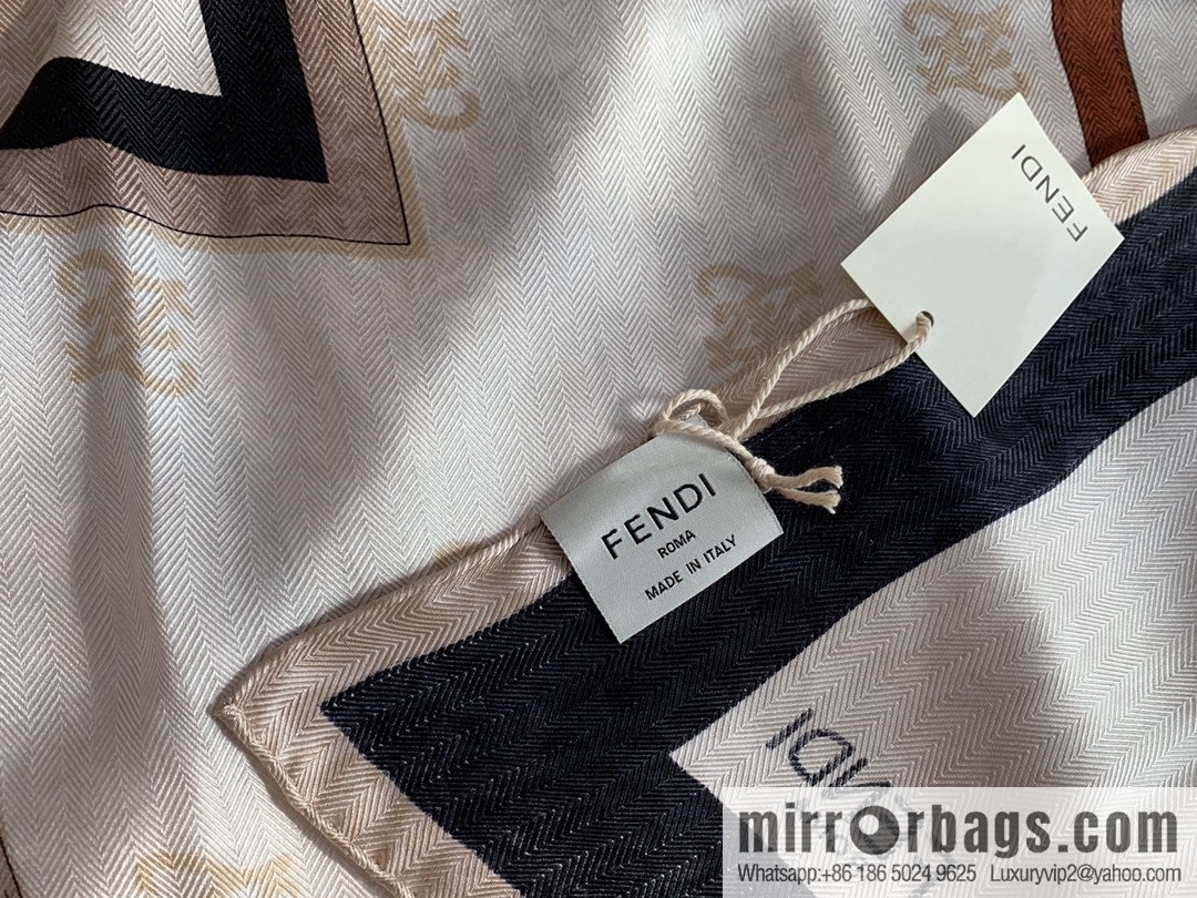 FENDI 100% Sand Washed Silk Karligraphy Scarf
