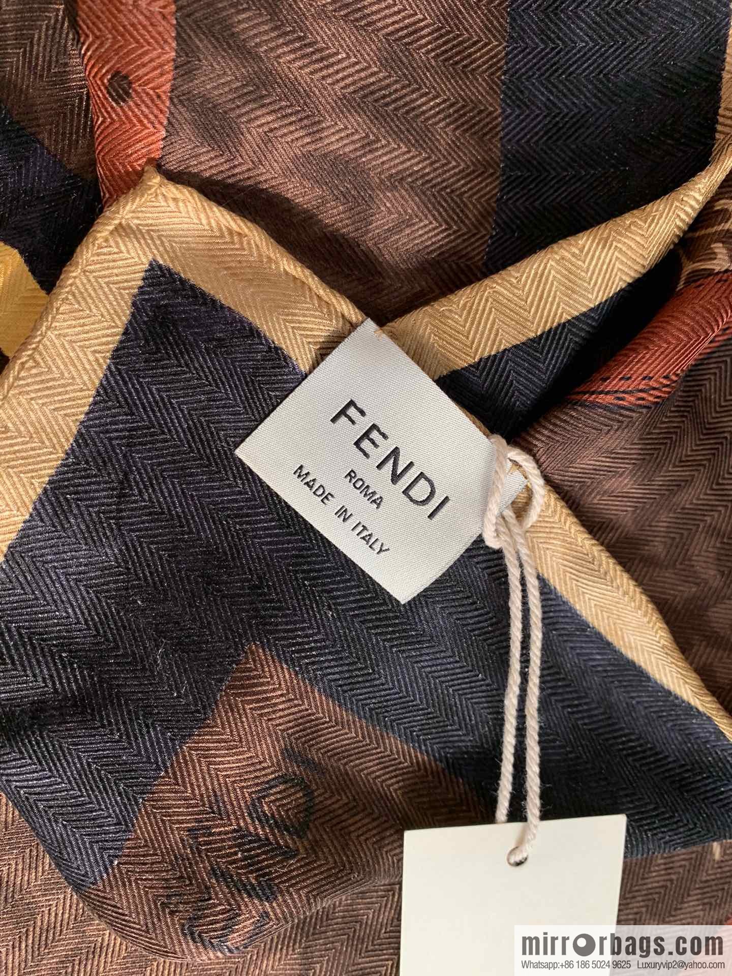 FENDI 100% Sand Washed Silk Karligraphy Scarf