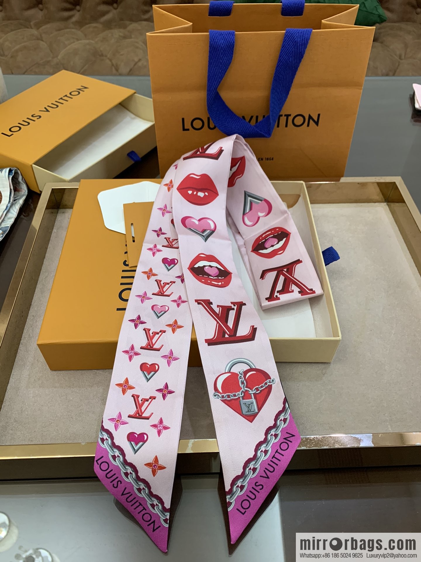 LV Louis Vuitton 100% Silk Lucky Monogram BB Hair Band M76117