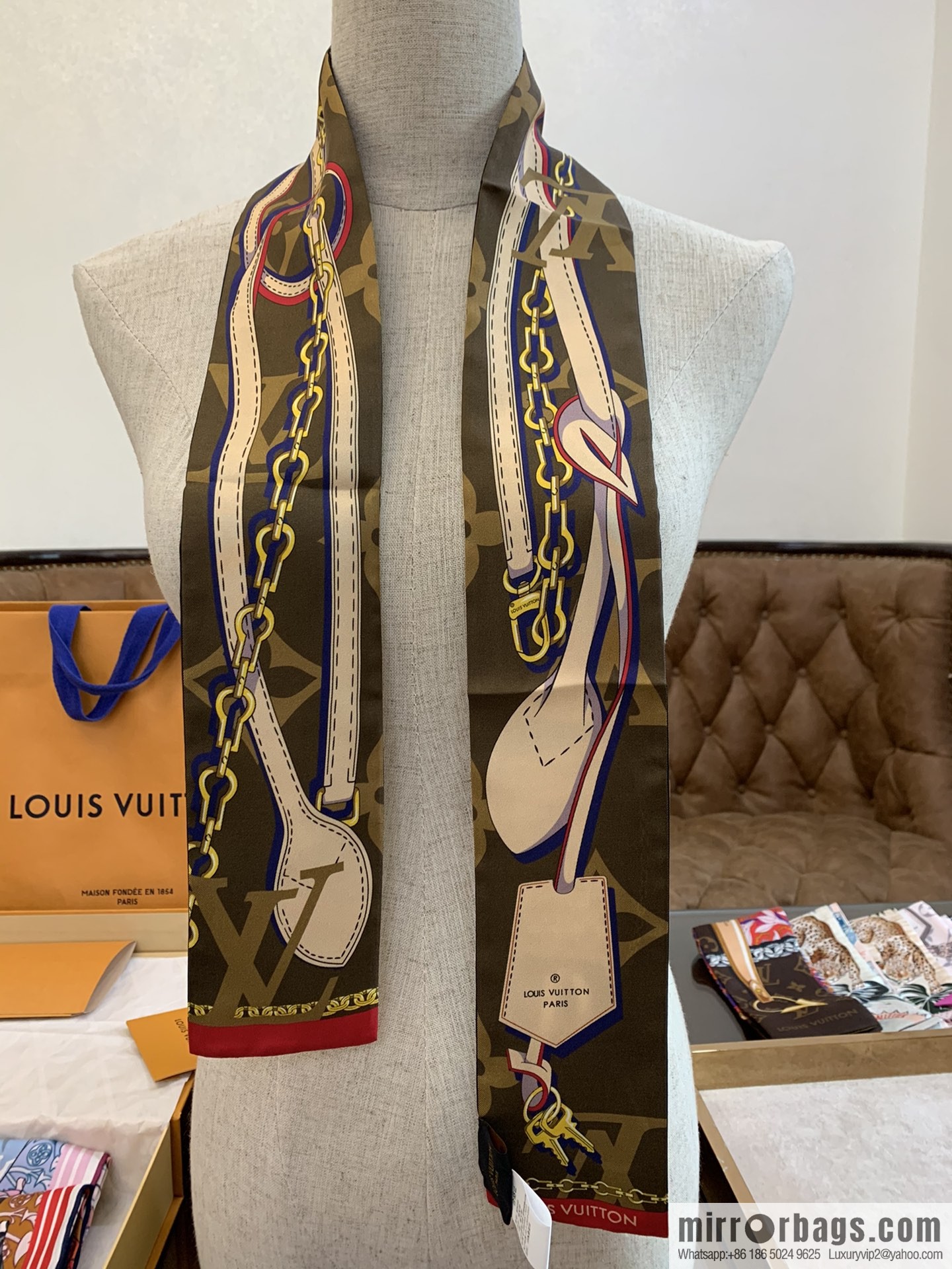 LV Louis Vuitton Chapeau, Dauphine Handbag Pattern Tribute To Long Silk Scarf m76235