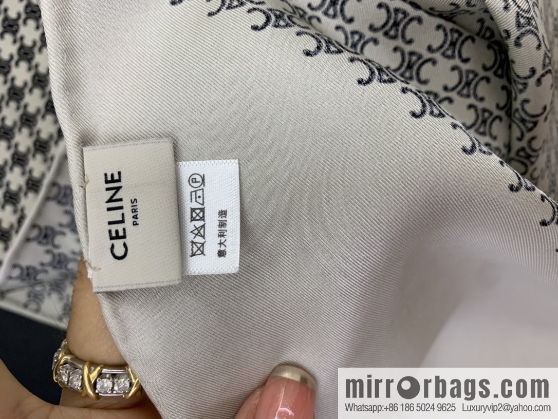 CELINE Celine Arc de Triomphae logo triomphae silk scarf