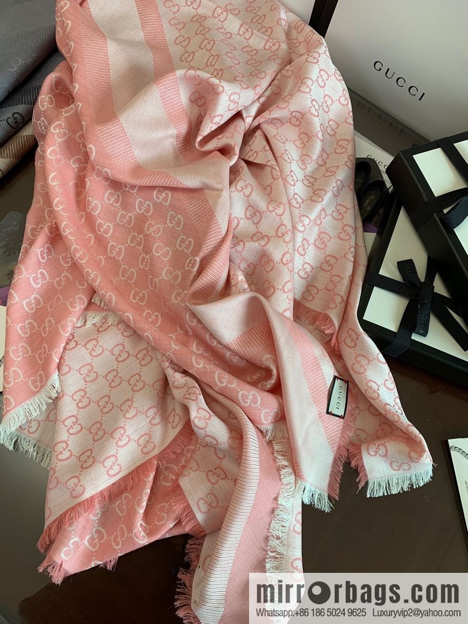 GUCCI Gucci letter pattern 100% silk wool scarf