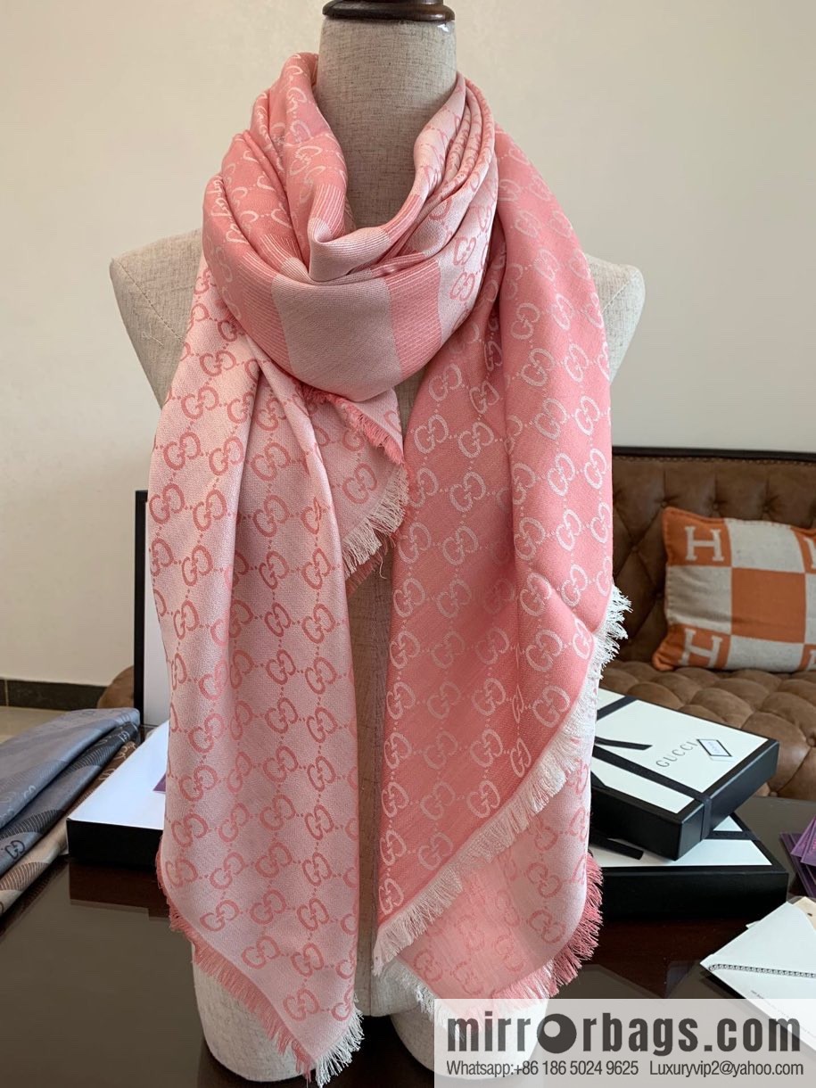 GUCCI Gucci letter pattern 100% silk wool scarf