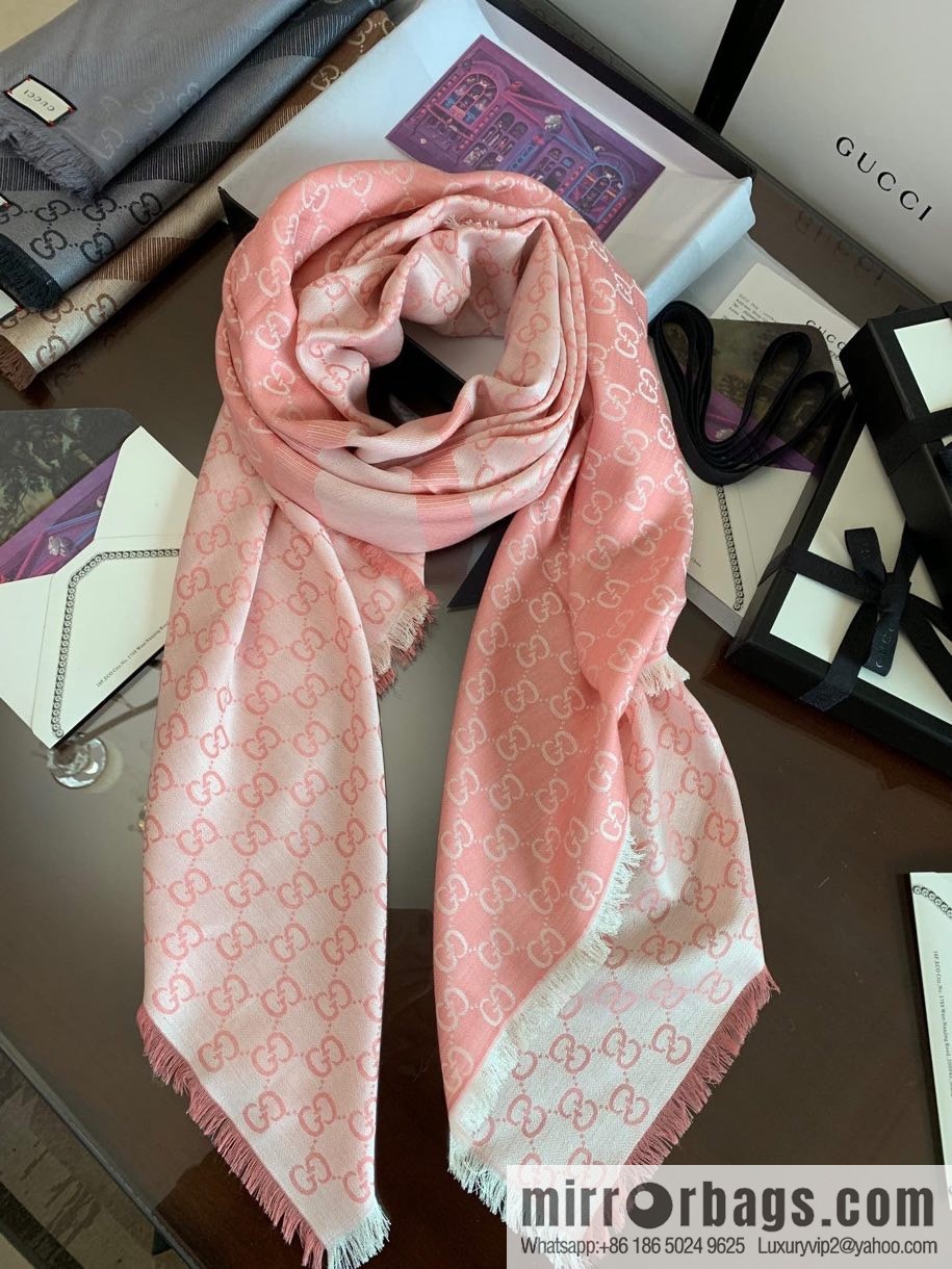 GUCCI Gucci letter pattern 100% silk wool scarf