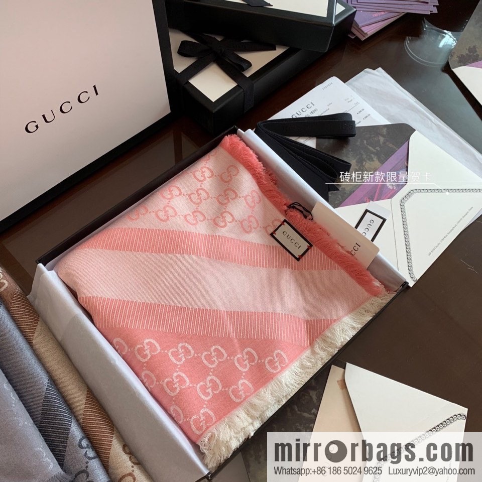 GUCCI Gucci letter pattern 100% silk wool scarf