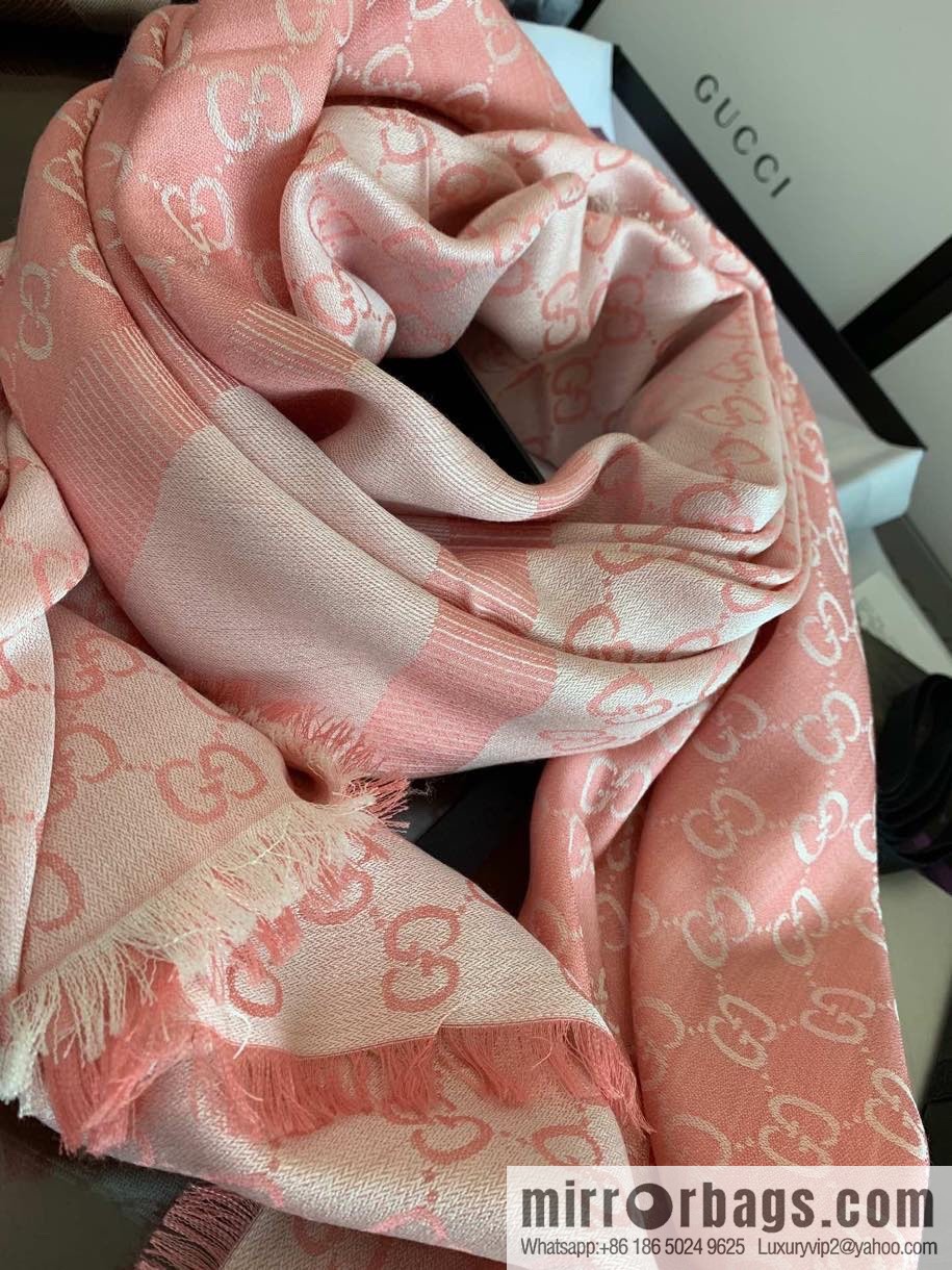 GUCCI Gucci letter pattern 100% silk wool scarf