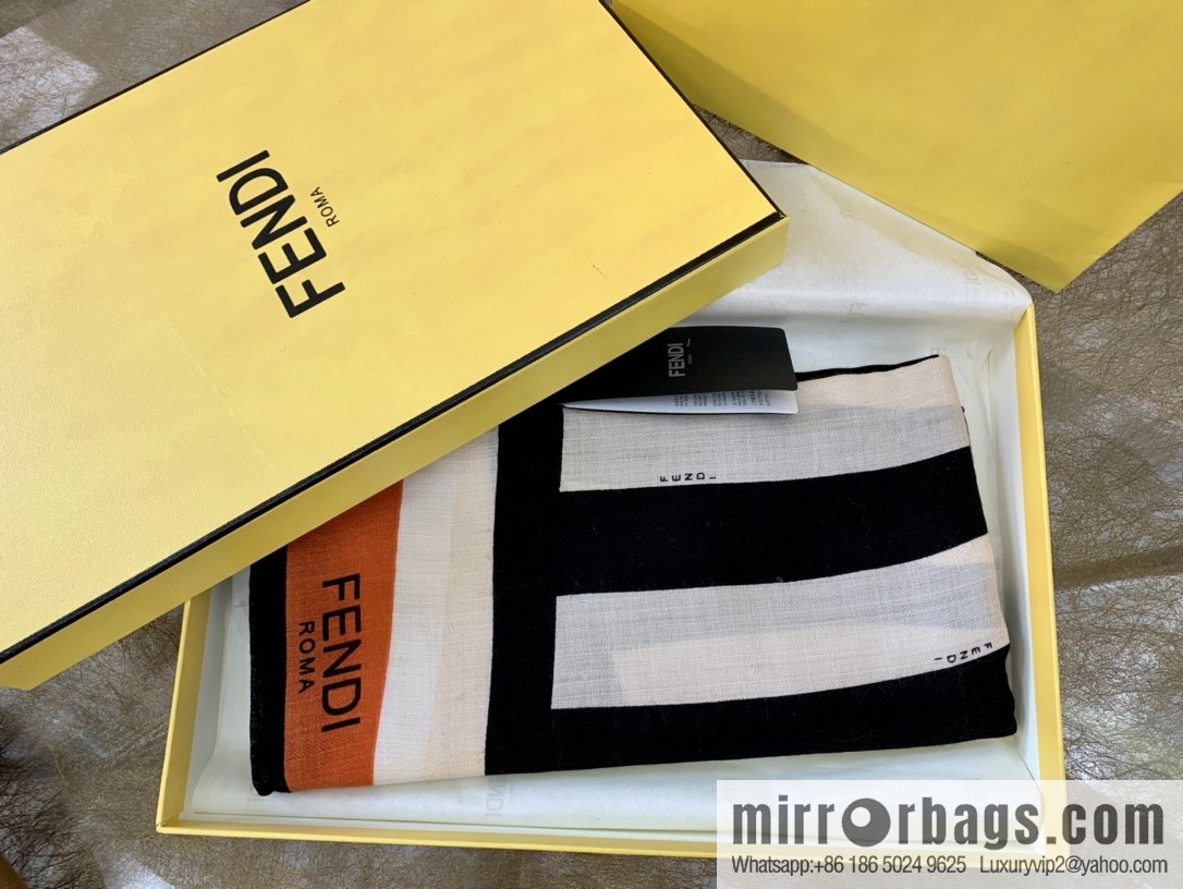 FENDI Fendi top herringbone silk cashmere square scarf