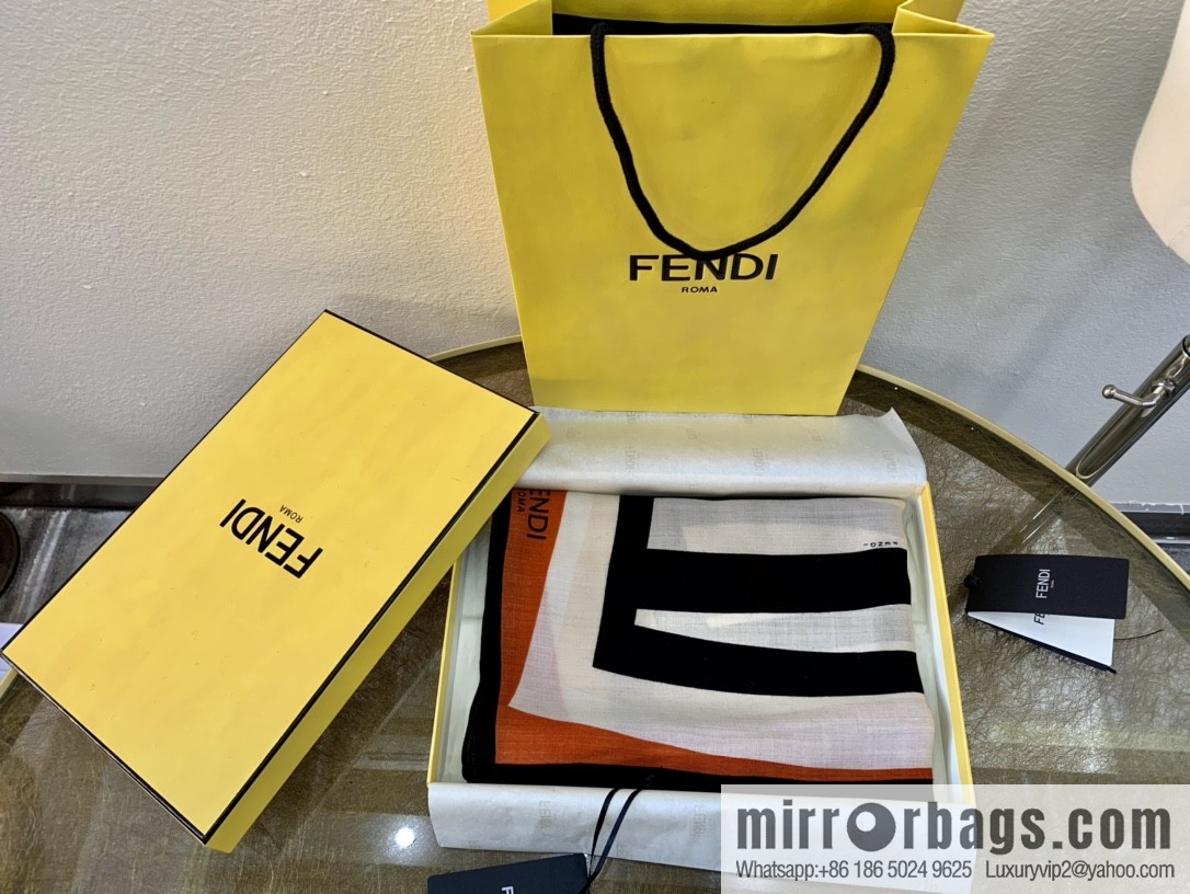 FENDI Fendi top herringbone silk cashmere square scarf