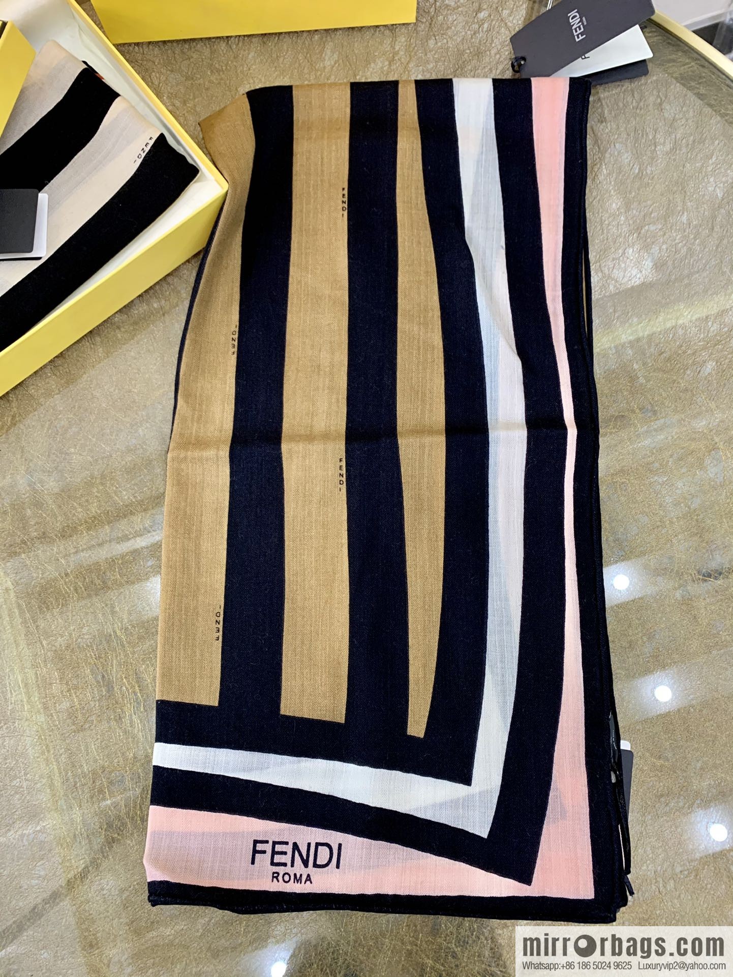FENDI Fendi top herringbone silk cashmere square scarf