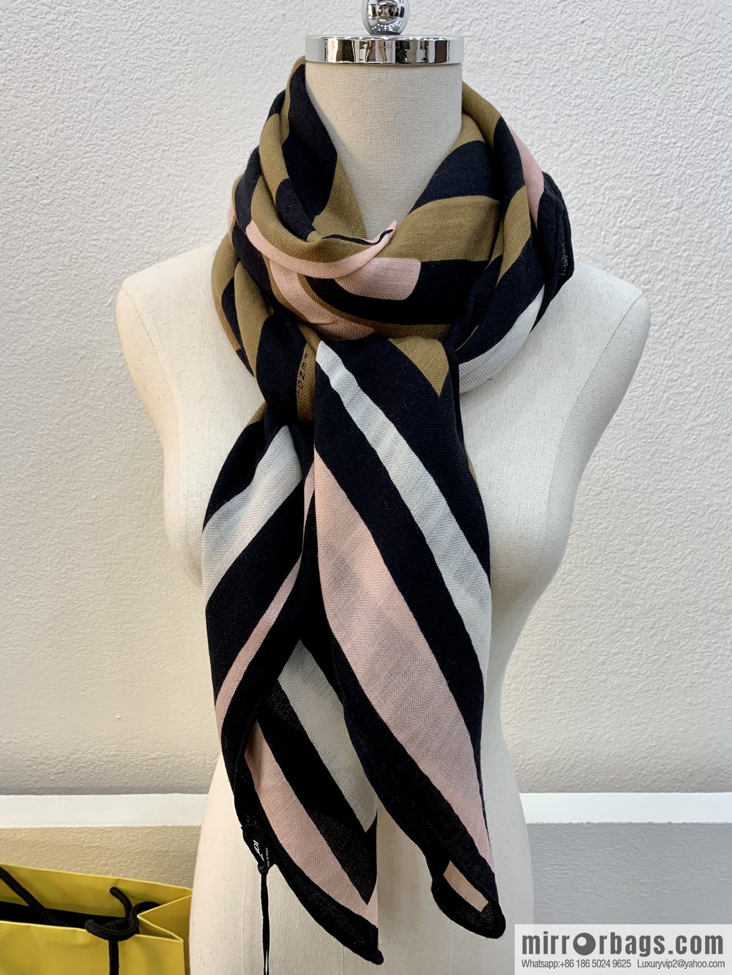 FENDI Fendi top herringbone silk cashmere square scarf