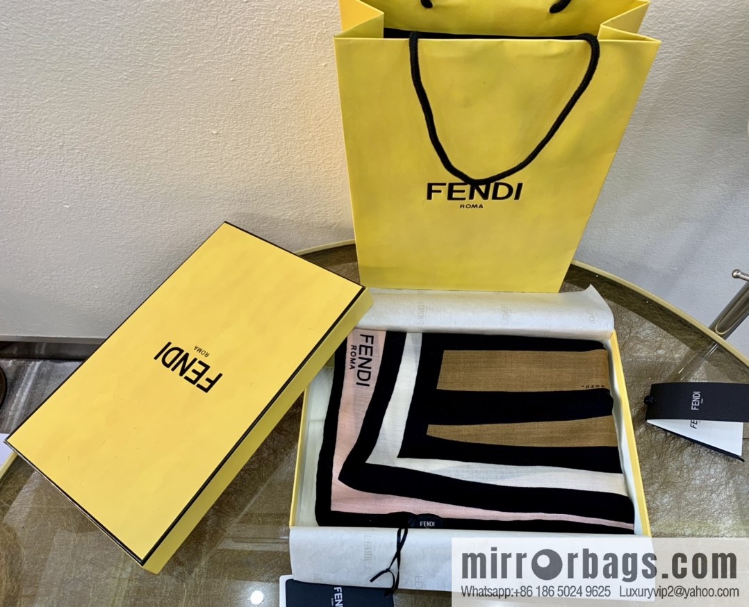 FENDI Fendi top herringbone silk cashmere square scarf