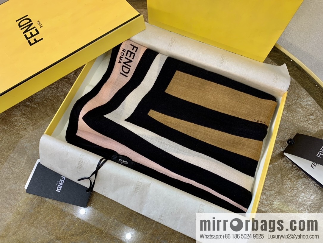 FENDI Fendi top herringbone silk cashmere square scarf