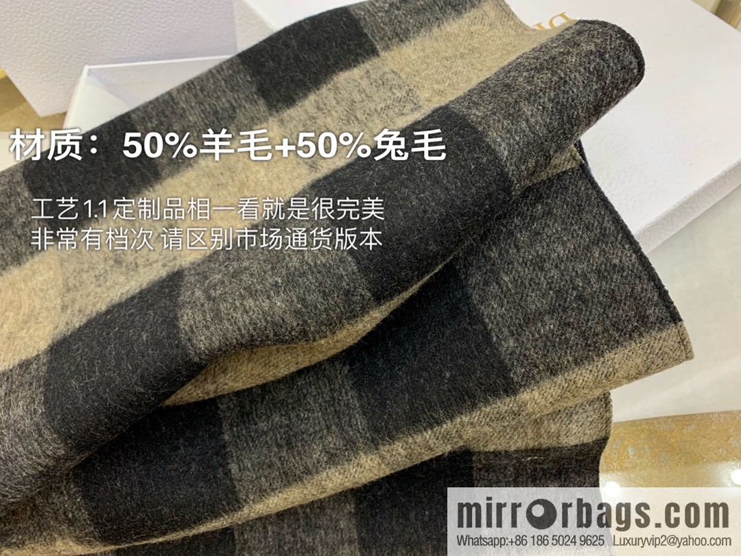 Dior Beige Black Checked Scarf Shawl
