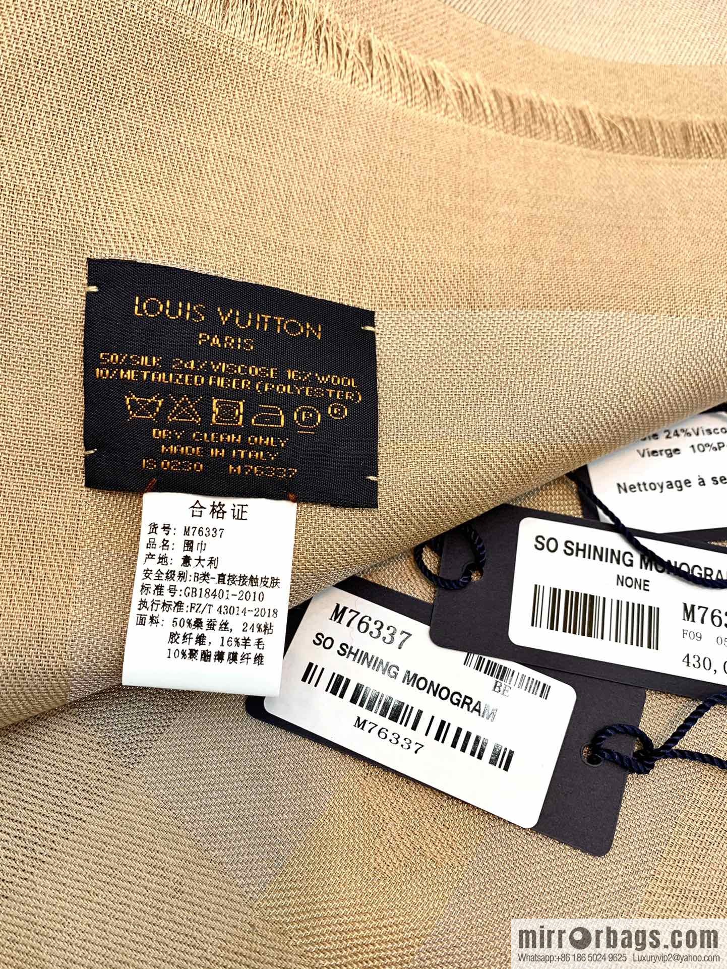 LV Louis Vuitton Silk Blended So Shine Monogram Shawl M76337