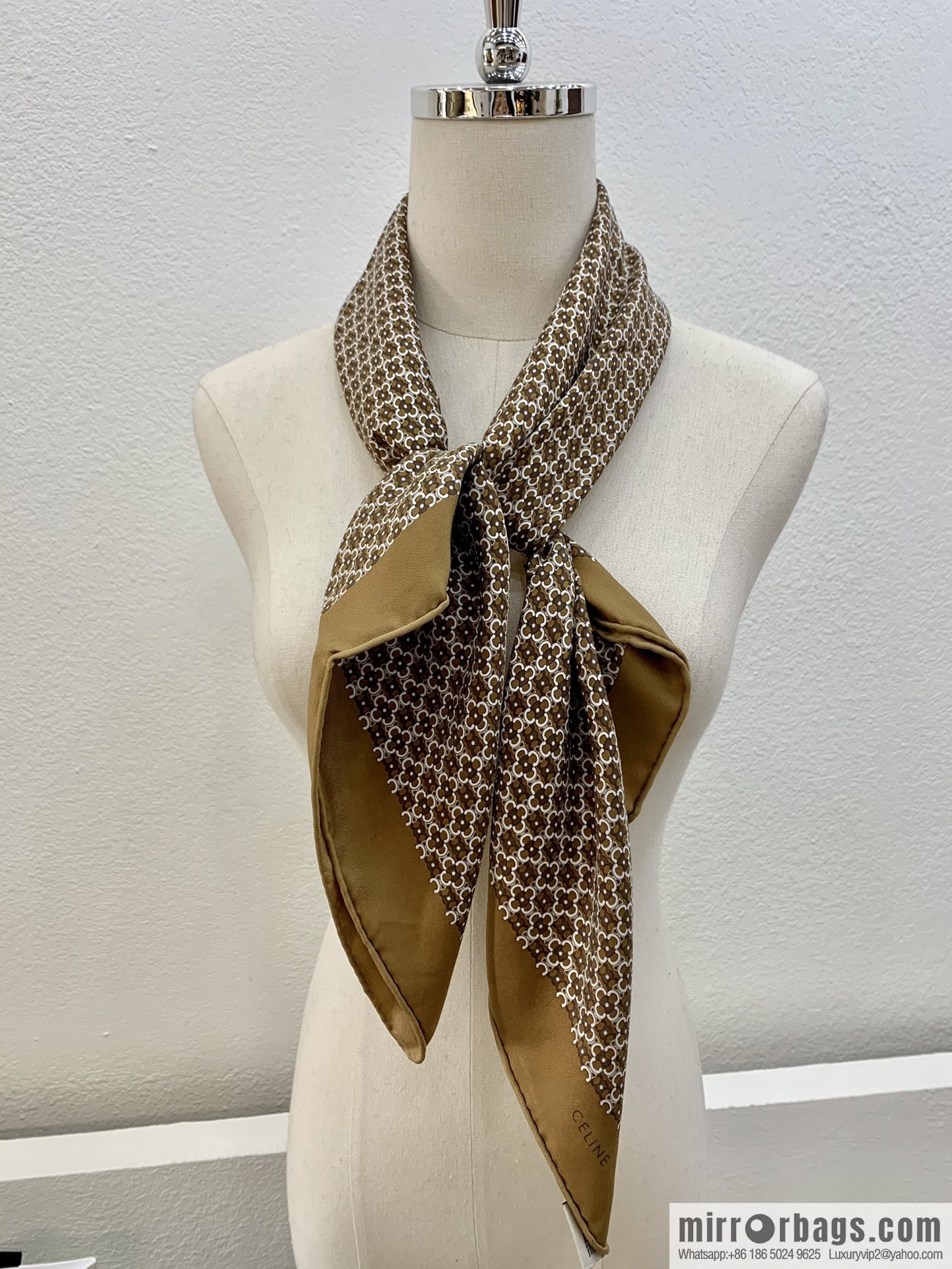 CELINE Celine Arc de Triomphe logo 100 silk square scarf