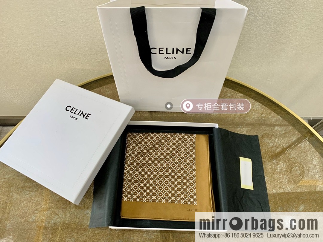 CELINE Celine Arc de Triomphe logo 100 silk square scarf