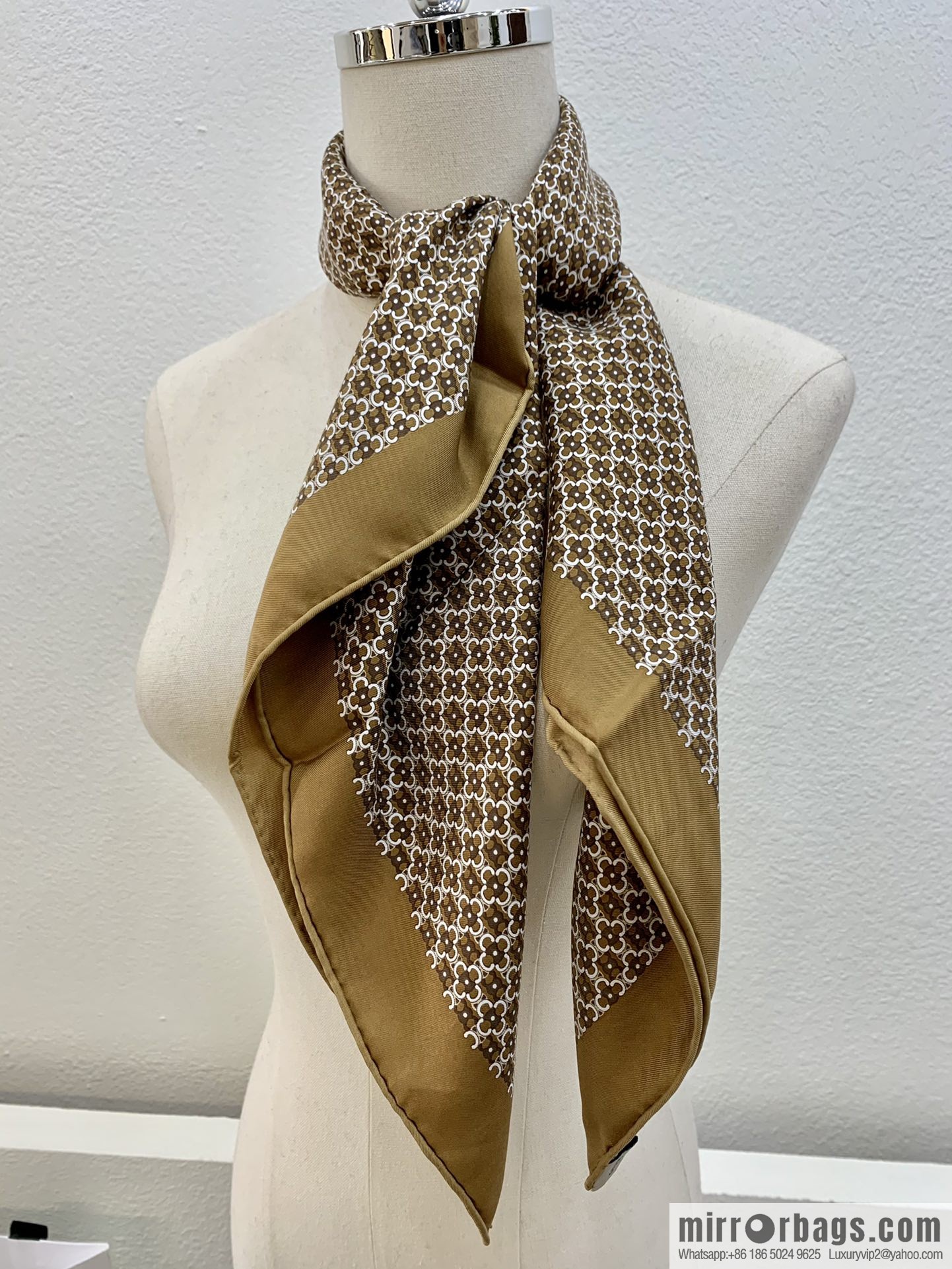 CELINE Celine Arc de Triomphe logo 100 silk square scarf
