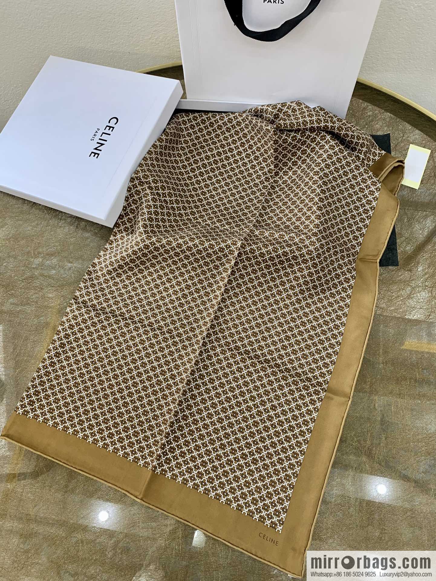 CELINE Celine Arc de Triomphe logo 100 silk square scarf