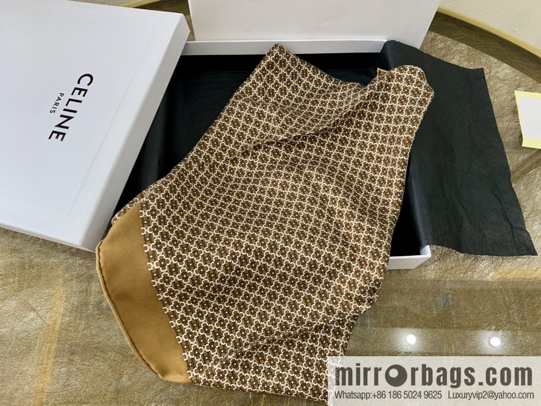CELINE Celine Arc de Triomphe logo 100 silk square scarf